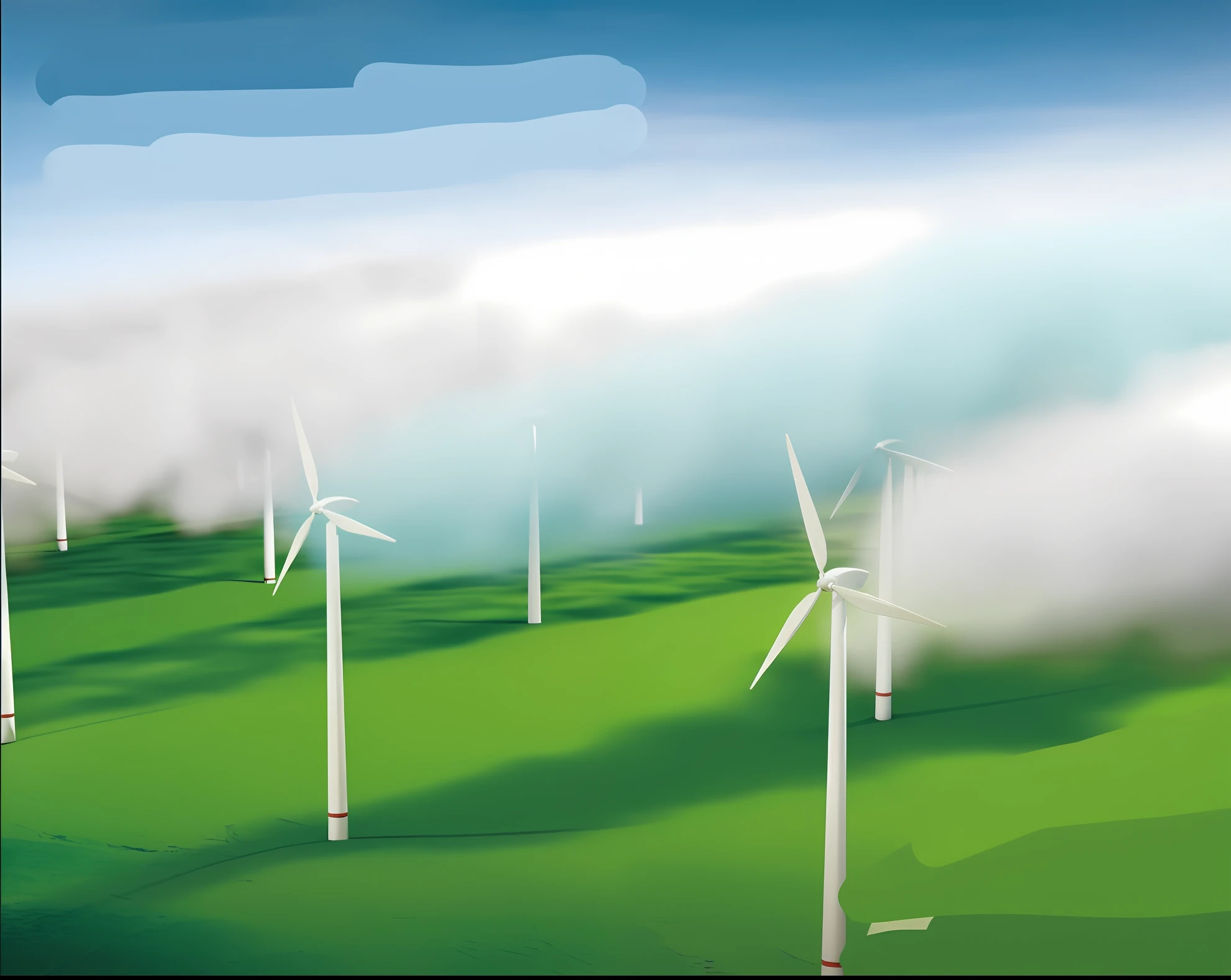 There are many wind turbines on site with blue sky, wind turbines, turbines, windmills, renewable energy, wind blowing, green energy, wind blowing, turbines, surreal !!!, extremely strong winds, wind turbines, gas, wisps of energy in the air, cloud rotation, cold storms, strong winds, can't believe it's real