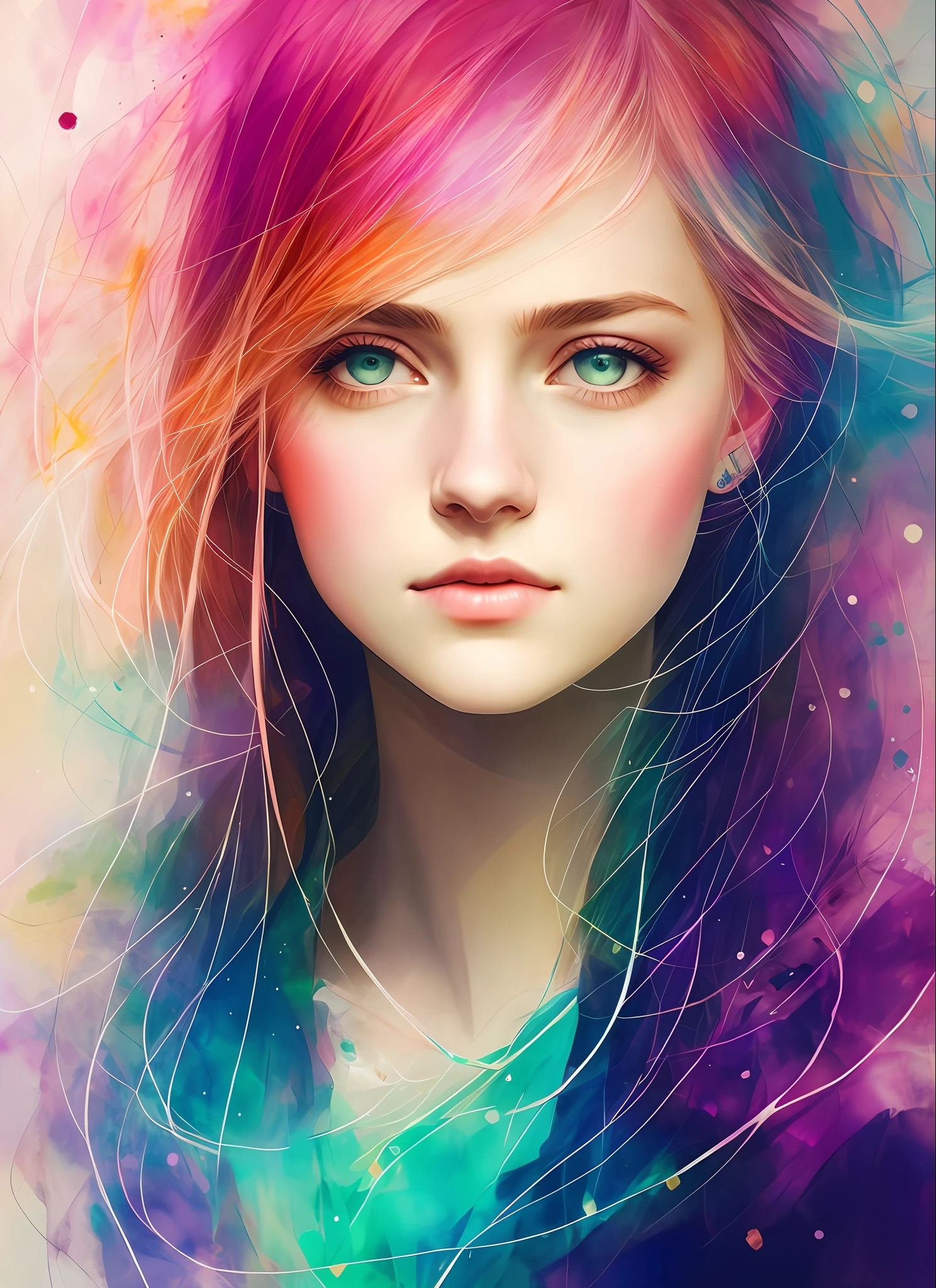 woman with agnes cecile, glowing design, pastel colors, ink drops, autumn lights