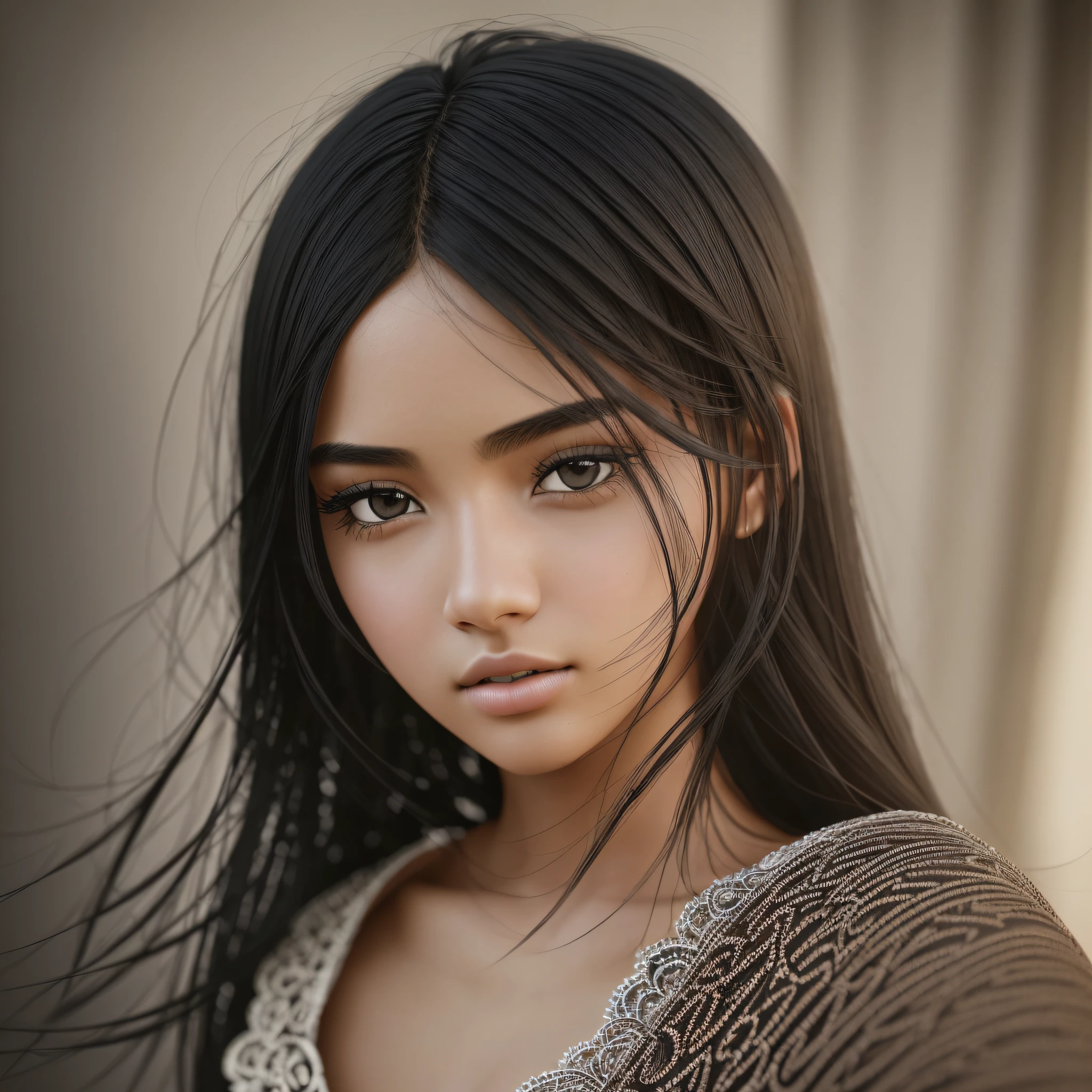 young, straight black hair, skirt, natural skin texture, sensual, 2k textures, intricate soft cinematic light, elegant, highly detailed, sharp focus, ((((cinematic look)))), soft tones, insane details, intricate details, hyperdetailed, low contrast, soft cinematic light, faint colors, exposure combination --auto --s2