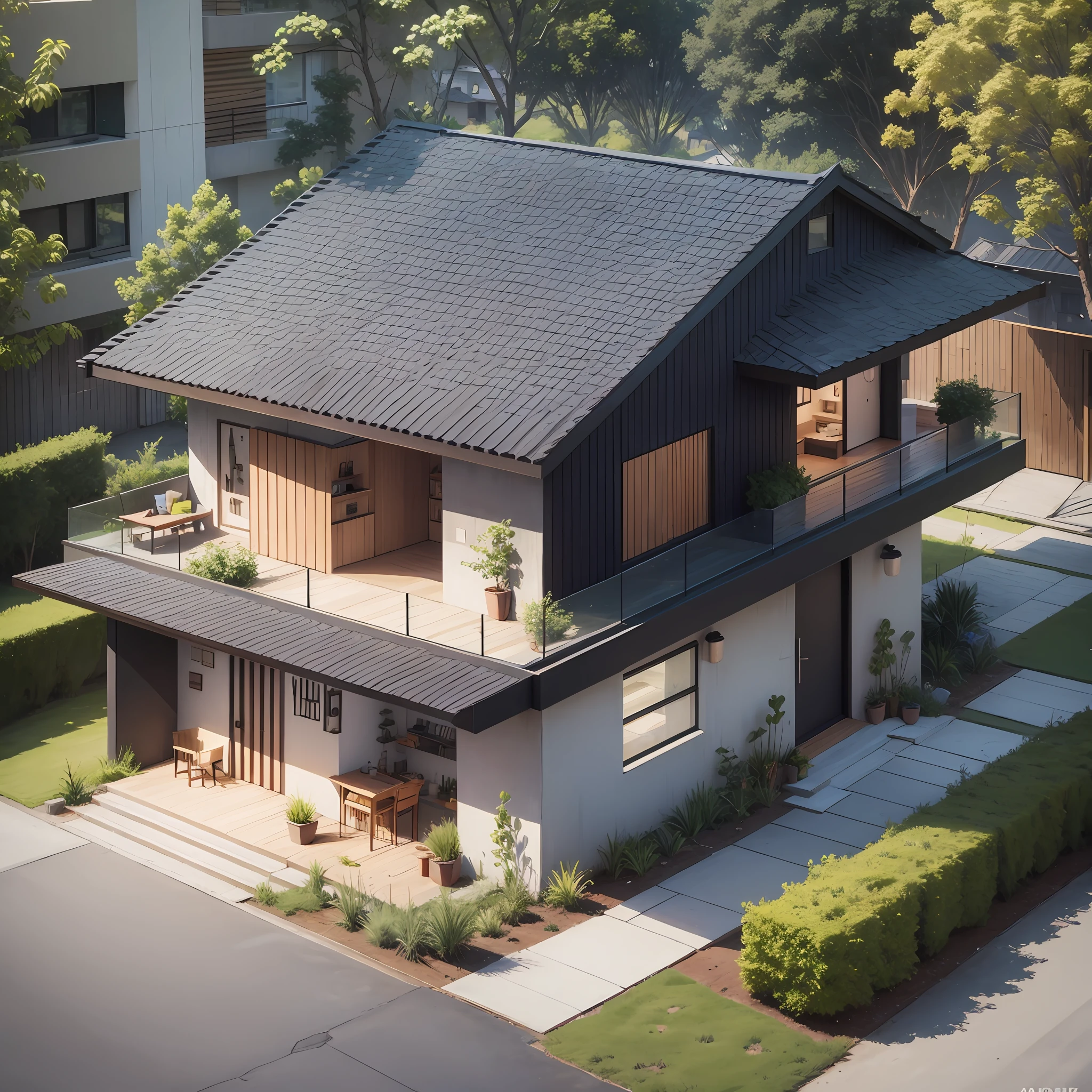 Make a realistic modern home from this doodle --auto --s2