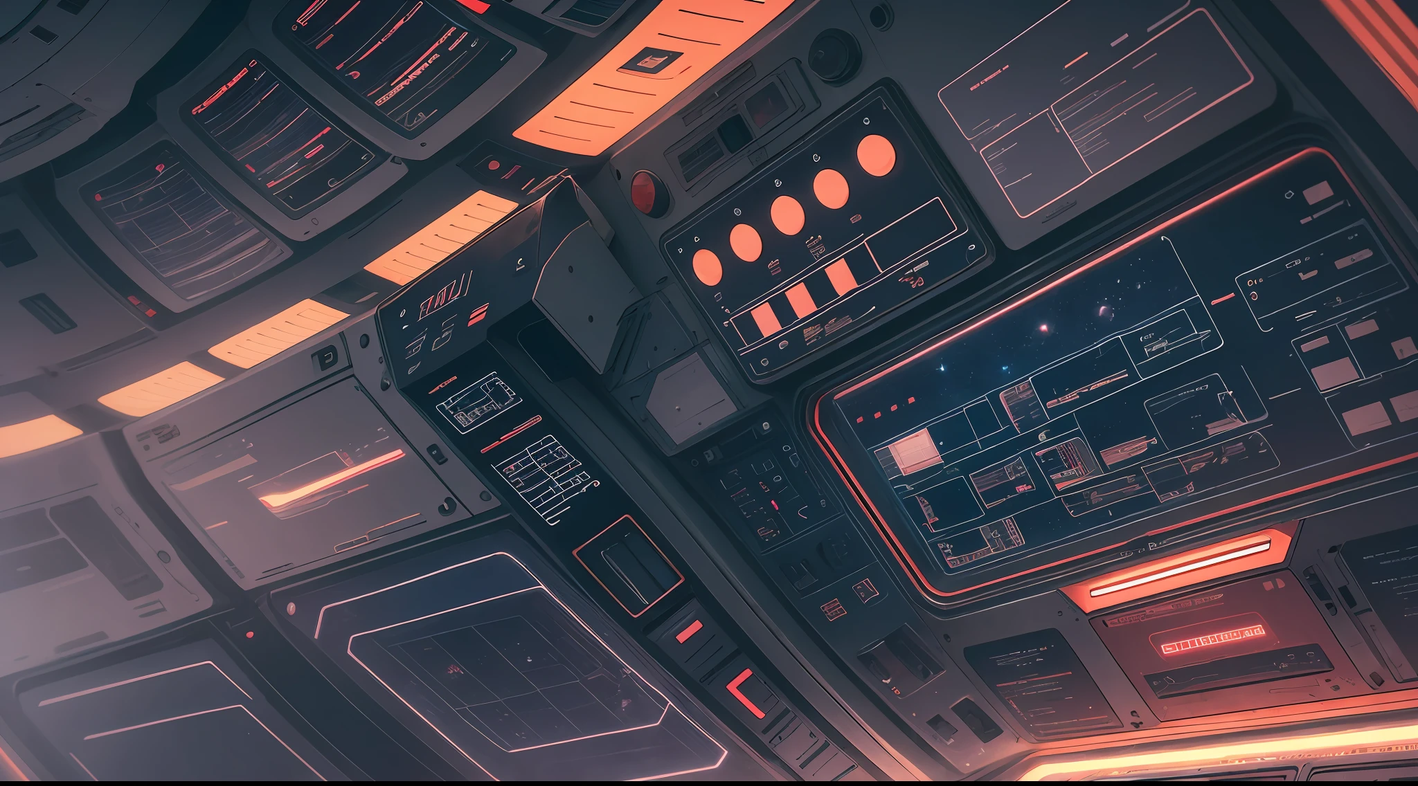 space station, Inside the capsule, Control, Lots of displays, Raise an alert, Red light, Conceptual art, Futurism, Surrealism, high detail, cinematic lighting, close-up, super detail, UHD --auto --s2