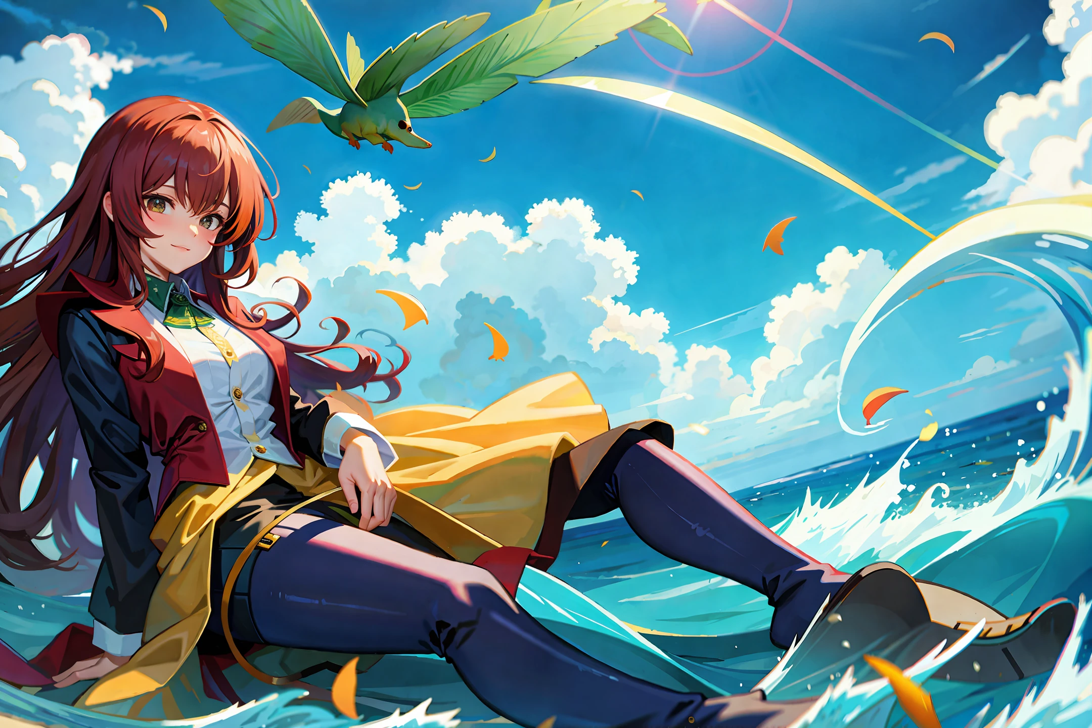 An ocean of plants with high waves and flying animals