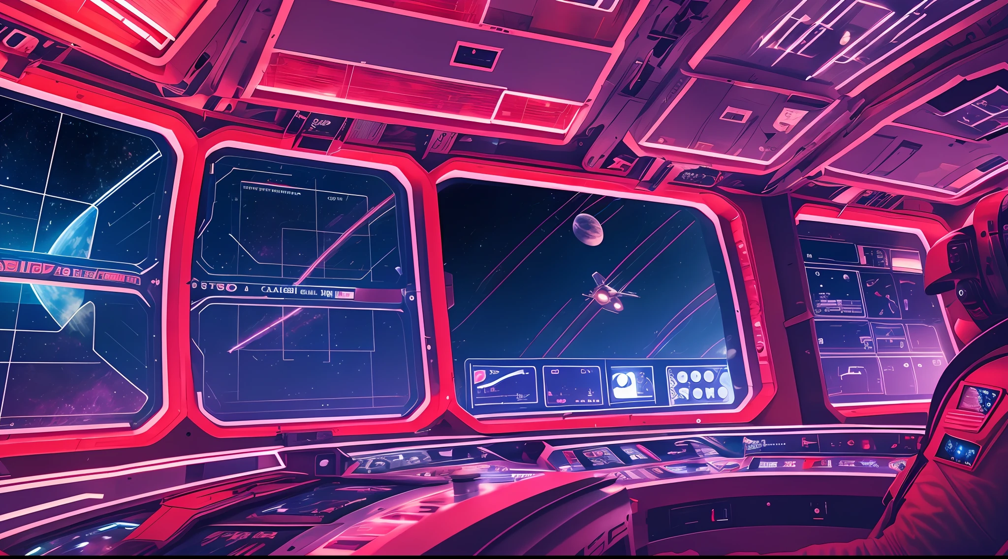 Space station, space capsule, large number of displays, large central display with prompts, alarm, red light, male astronaut in control room, metallic, futuristic, cinematic lighting, cinematic lighting, super detail, ultra high definition --auto --s2