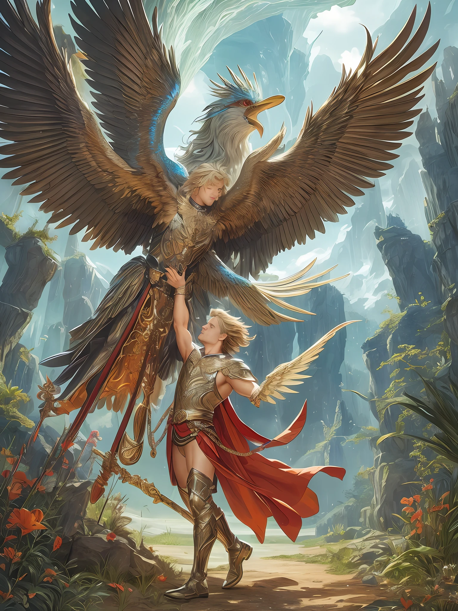 Siegfried with a Firebird: Siegfried, the heroic figure from Germanic mythology, encounters a mythical Firebird on his quests. The Firebird's radiant plumage and mystical powers add an element of enchantment to Siegfried's legendary exploits