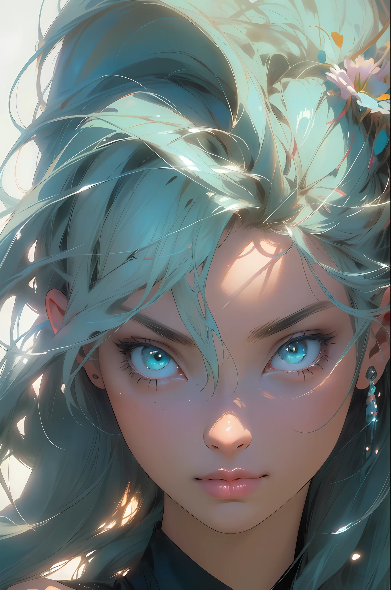 melancholy, quiet, calm, bright, masterpiece, best quality, 1girl, (JinxLol:1.2), (ultra photorealistic:1.3), (masterpiece:1.4), best quality, ((realistic)), high quality, ultra detailed, ((real image)), ((realistic skin)), ((realistic face)),(illustration:1.05), (beautiful:1.05), (beautiful detailed eyes:1.05), (cinematic light:1.1), turquoise blue detaches, full body