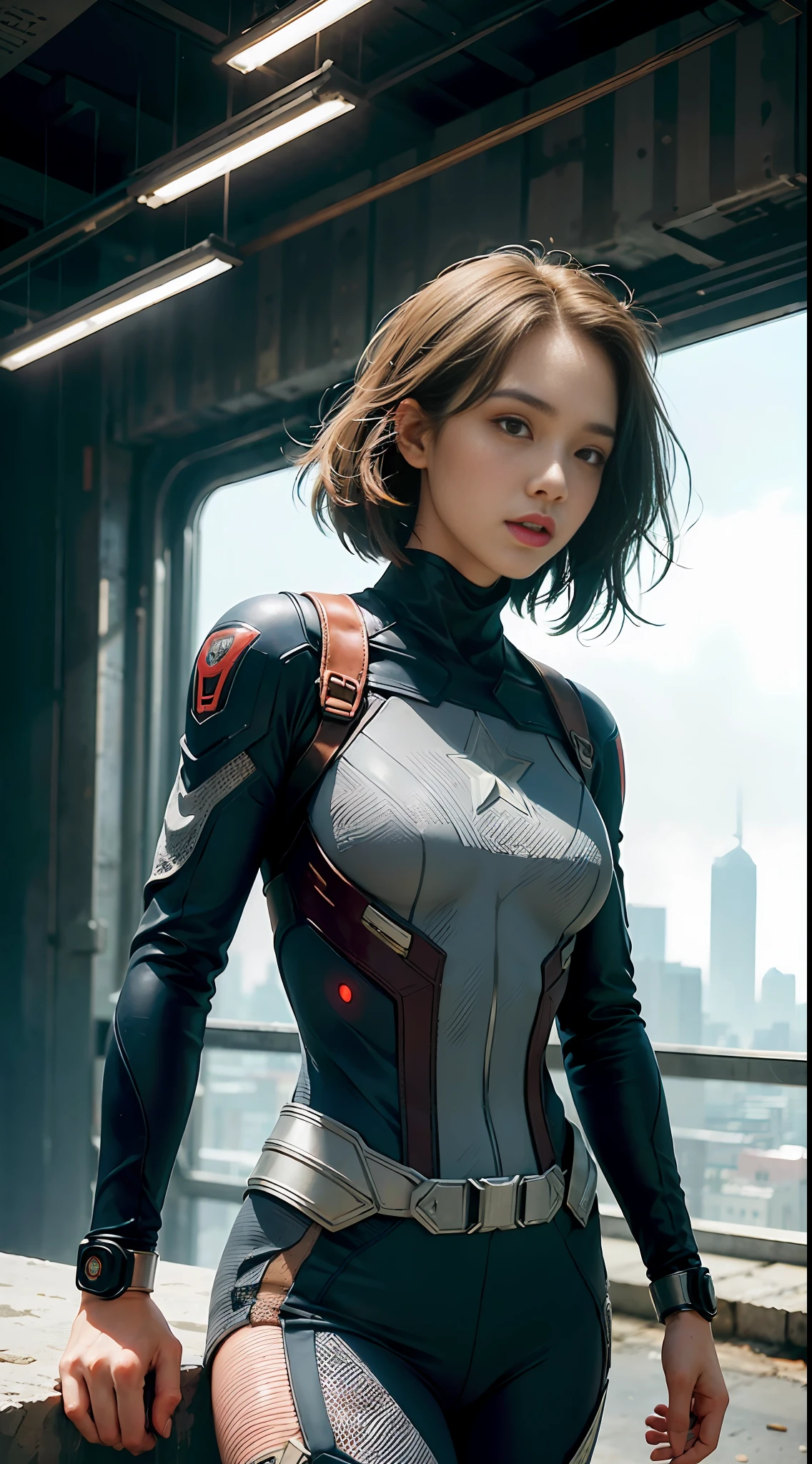 (1girl:1.3), solo,__body-parts__, official art, unity 8k wallpaper, ultra detailed, beautiful and aesthetic, beautiful, masterpiece, best quality, RAW, masterpiece, super fine photo,, best quality, super high Resolution, photorealistic, sunlight, full body portrait, stunningly beautiful,, dynamic pose, delicate face, vibrant eyes, (side view), she is wearing a futuristic captain America mech, red white and blue , Highly detailed abandoned warehouse background, detailed face, detailed complex busy background, messy, gorgeous, milky, high detailed skin, realistic skin details, visible pores, sharp focus, volumetric fog, 8k uhd, dslr camera, High quality, film grain, fair skin, photorealism, lomography, sprawling metropolis in a futuristic dystopia, view from below, translucent