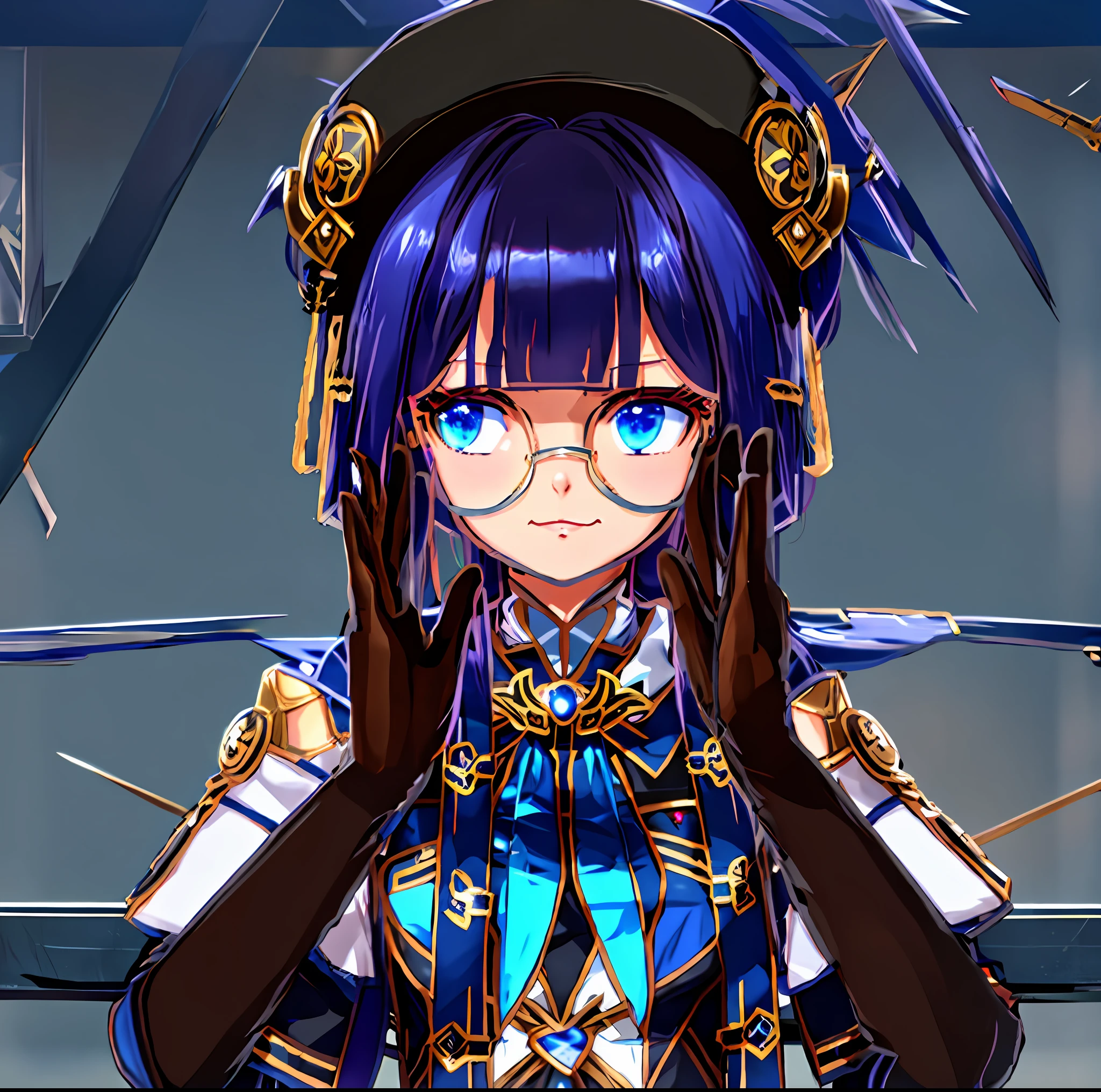 anime girl with blue eyes and black gloves holding a pair of scissors, from the azur lane videogame, azur lane style, ayaka genshin impact, characters from azur lane, anime moe artstyle, roguish smirk, ayaka game genshin impact, tsuaii, hestia, genshin impact character, stylized anime, waifu