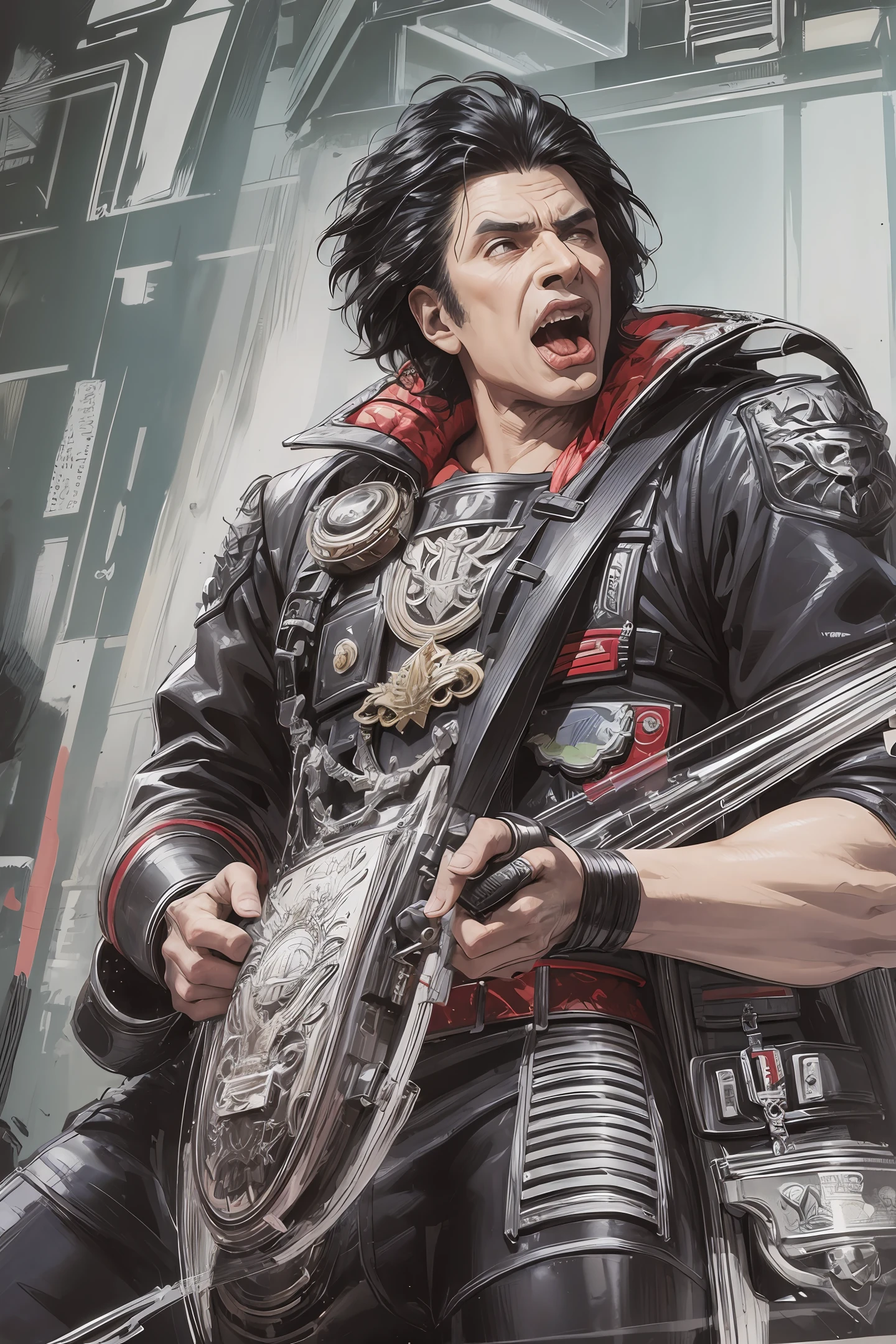 Gene Simmons, concept art, long tongue --auto --s2