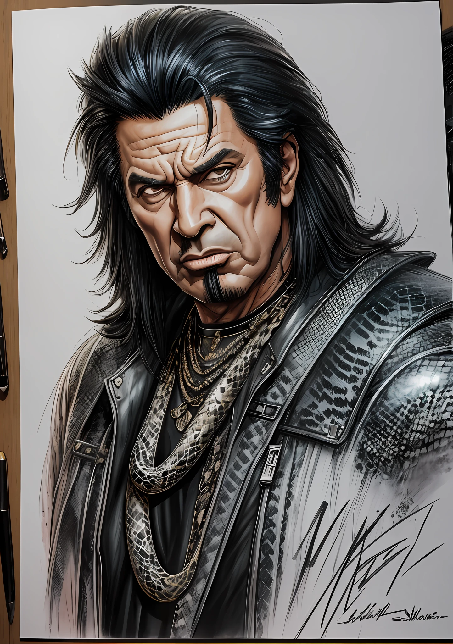 Gene Simmons, concept art, snake tongue --auto --s2