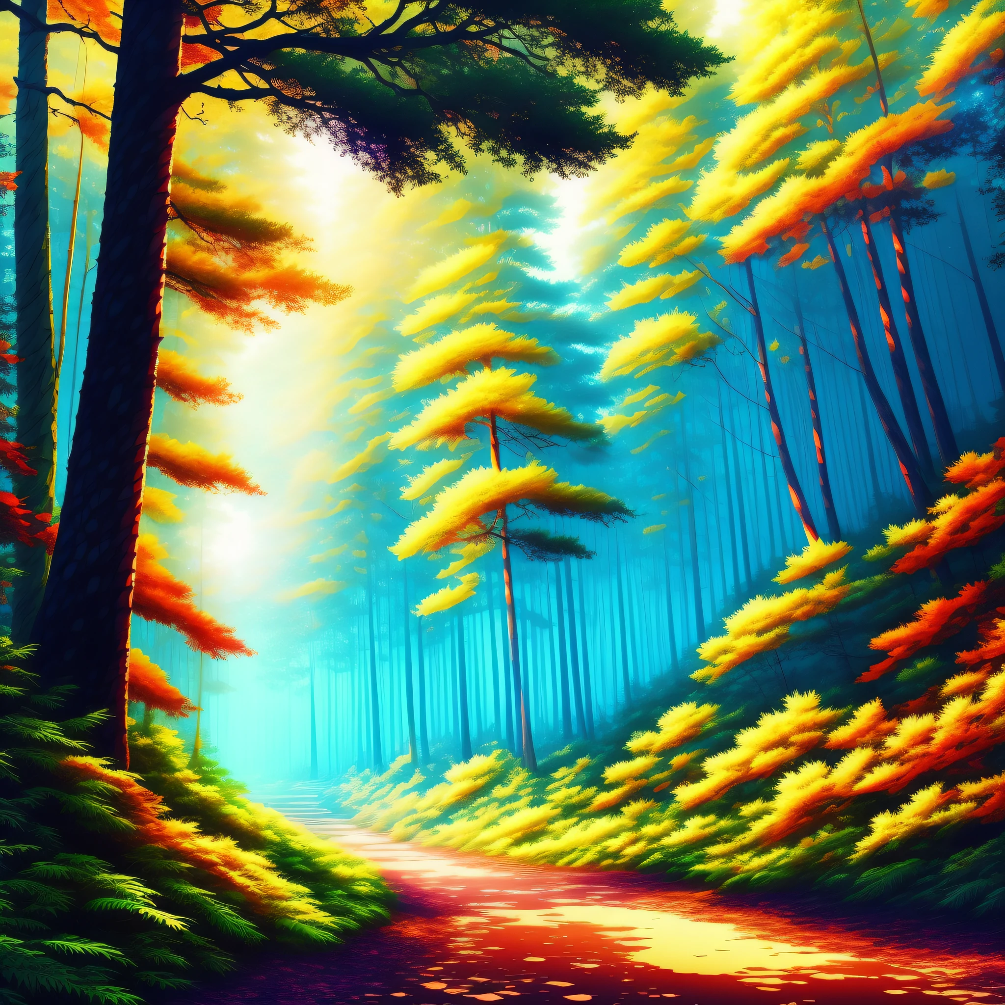 Forest, anime style, intricate detail, vivid, vibrant, sharp, digital illustration, dynamic lighting, 4k resolution, insane quality, masterpiece