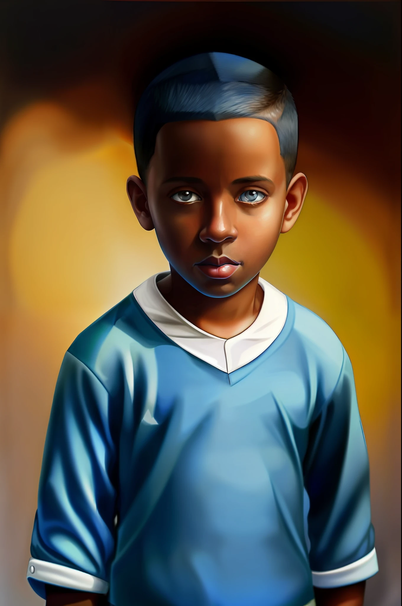 Painting of a boy with a blue shirt and white collar, digital cartoon painting, adorable digital painting, smooth. digital painting, realistic digital painting, #1 digital painting of all time, digital painting", digital painting #1 of all time, photorealistic digital painting, stunning digital painting, cartoon digital painting art, ultra realistic digital painting, very detailed digital painting, Forest Trees background