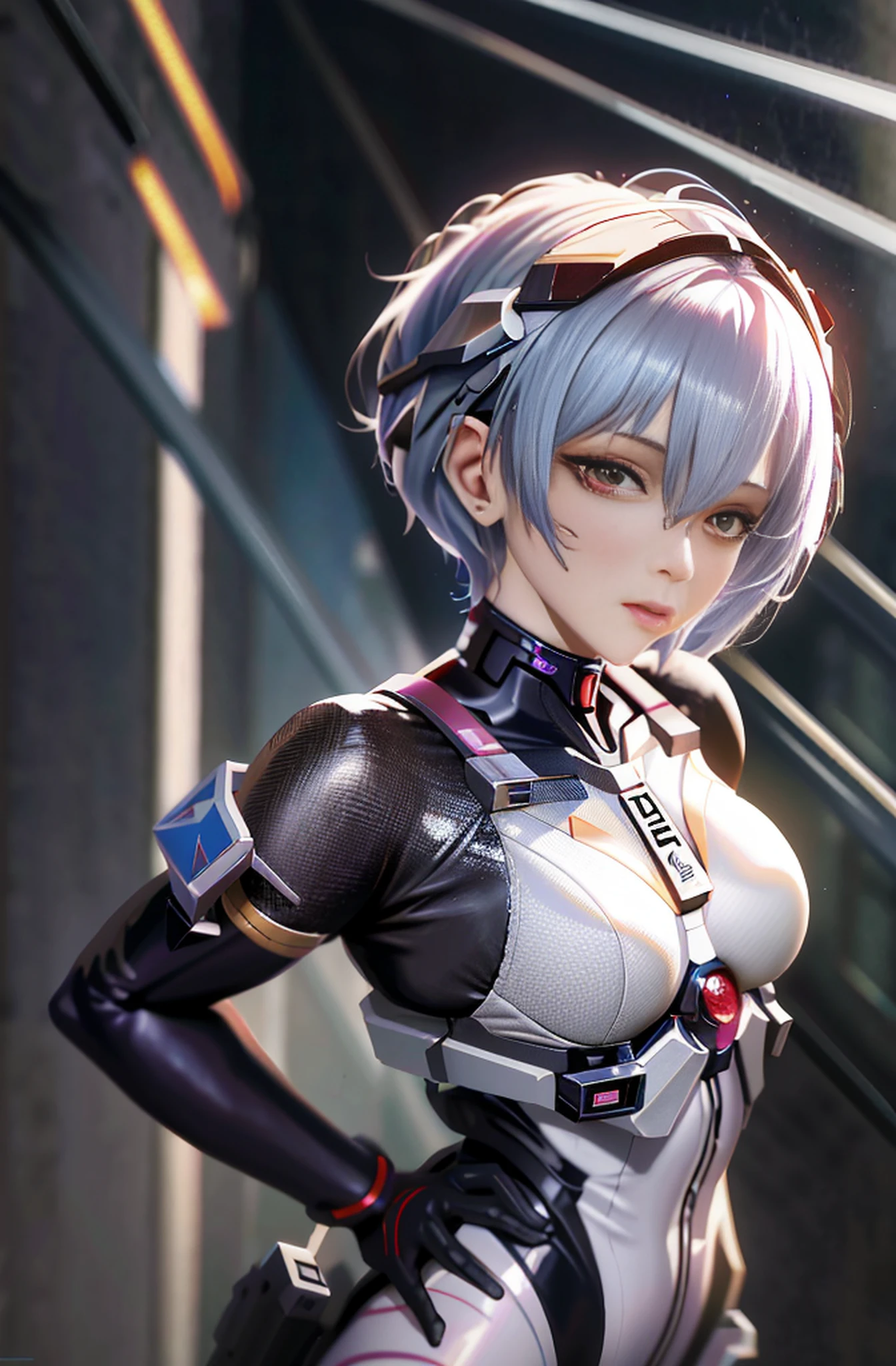 arafed woman in a futuristic suit posing for a picture, best anime 4k konachan wallpaper, rogue anime girl ayanami rei, portrait anime space cadet girl, smooth anime cg art, ayanami, ultra detailed game art, detailed digital anime art, photorealistic anime girl render, badass anime 8 k, 8k portrait render, perfect anime cyborg woman