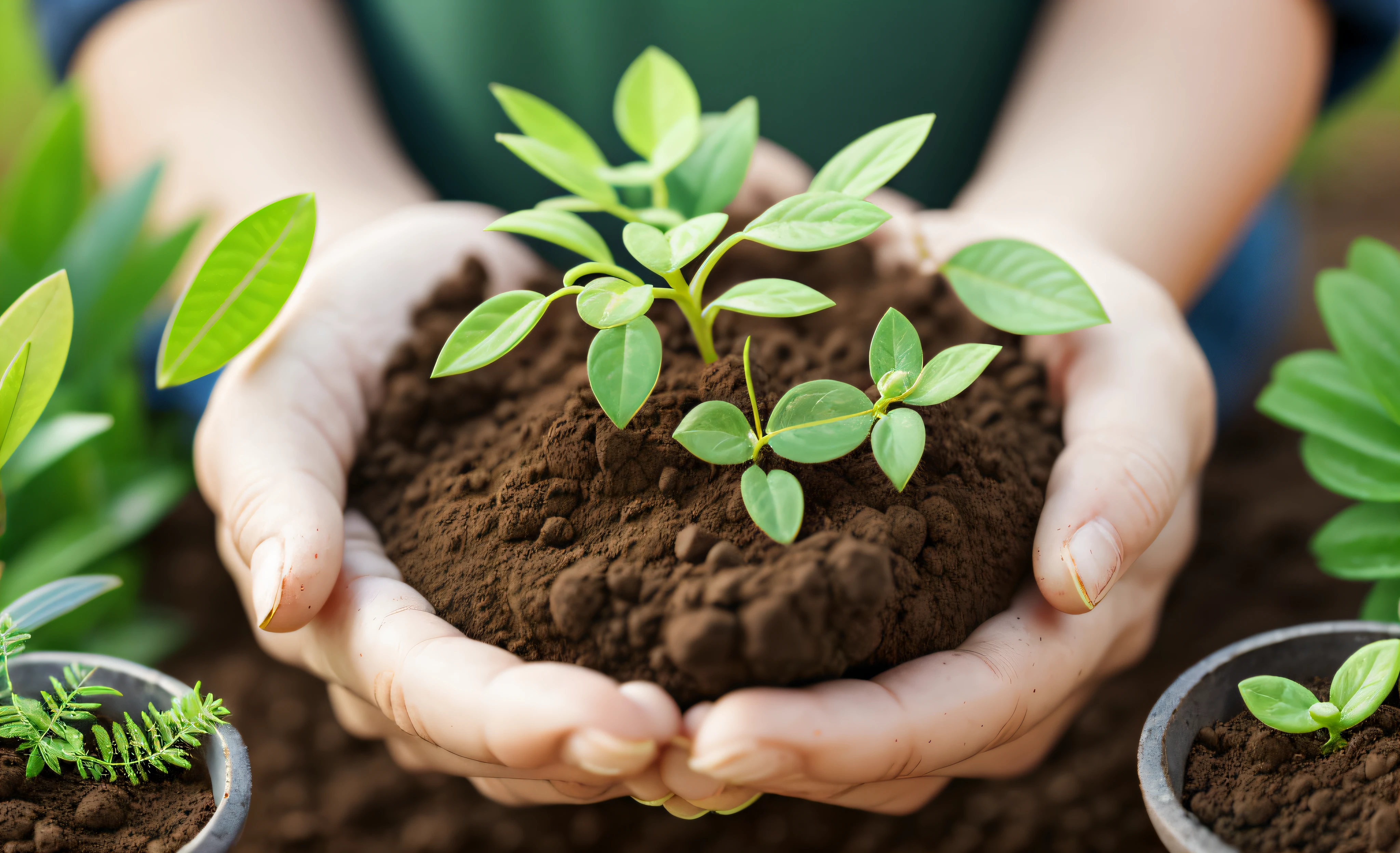 someone holding a small plant in their hands in a field, gardening, holding miniature earth in hands, small plants, against dark background, green plant, fotografia, holding a miniature earth, épaule devant pose, sustainability, growing, organic growth, holding an epée, shutterstock, stockphoto, gently caressing earth, natural background, holding the earth