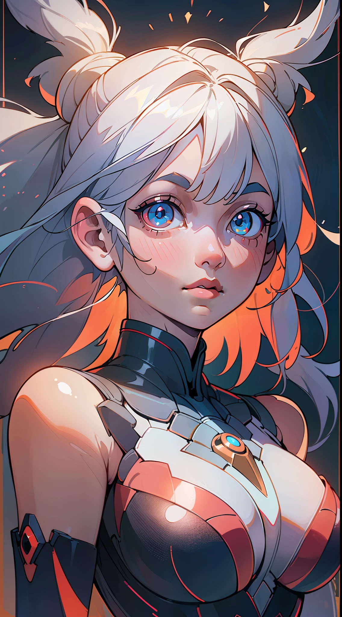 (extremely detailed CG unity 8k wallpaper, masterpiece, best quality, ultra-detailed), (best illumination, best shadow), (a perfect and symmetrical face of a woman with eyes reflecting the beauty of the world), attractive, floating, high resolution, dynamic angle, dynamic pose, white background.