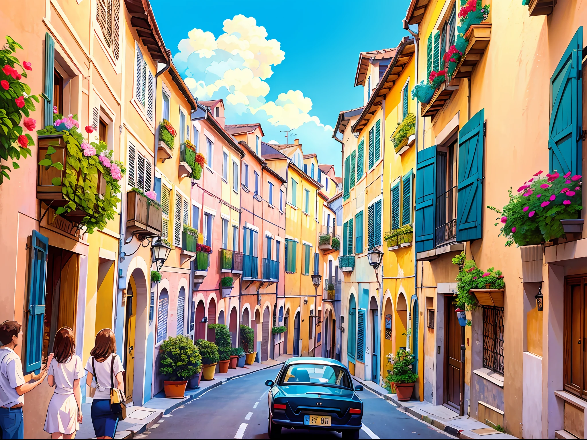 streets of Southern France, summertime, bright and beautiful, cinematic landscape --auto --s2