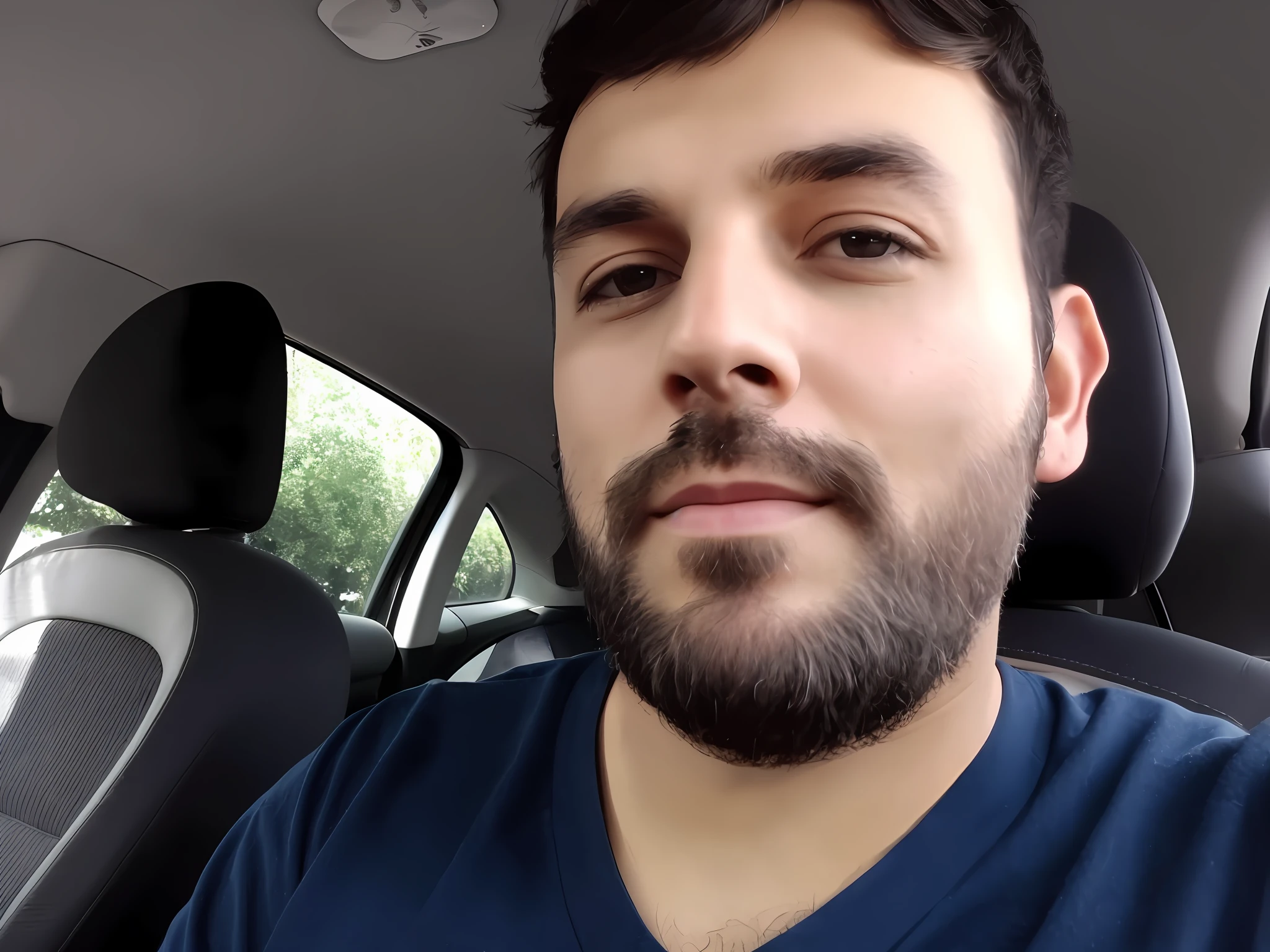 alpha man in a car with a blue shirt and a beard, profile picture 1024px, profile picture, good quality picture, profile picture, about 30 years, profile picture, professional profile picture, with a small beard, 8k image --auto --s2