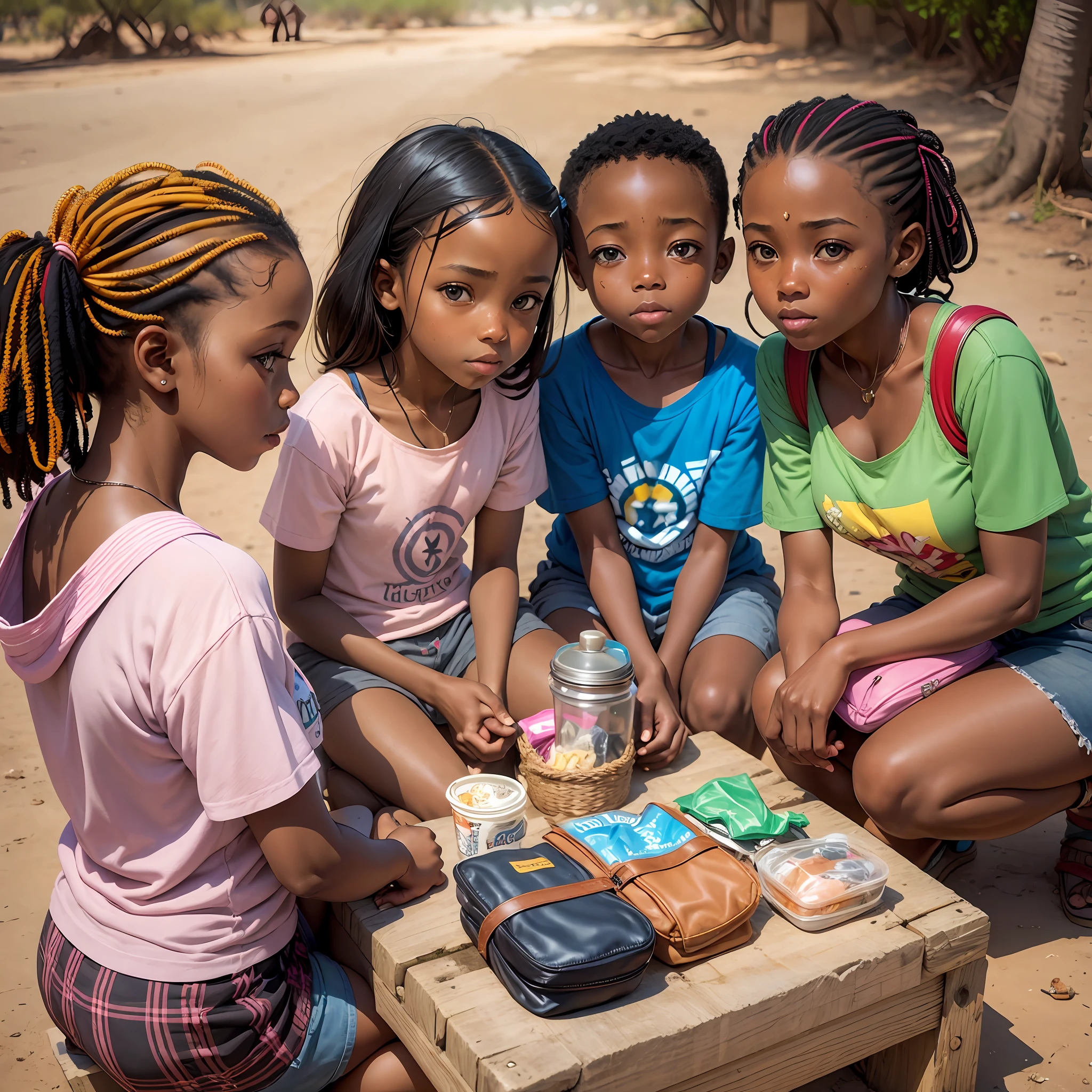 We are the ones who make a brighter day, so let's start giving. People donating something to African children bags --auto --s2