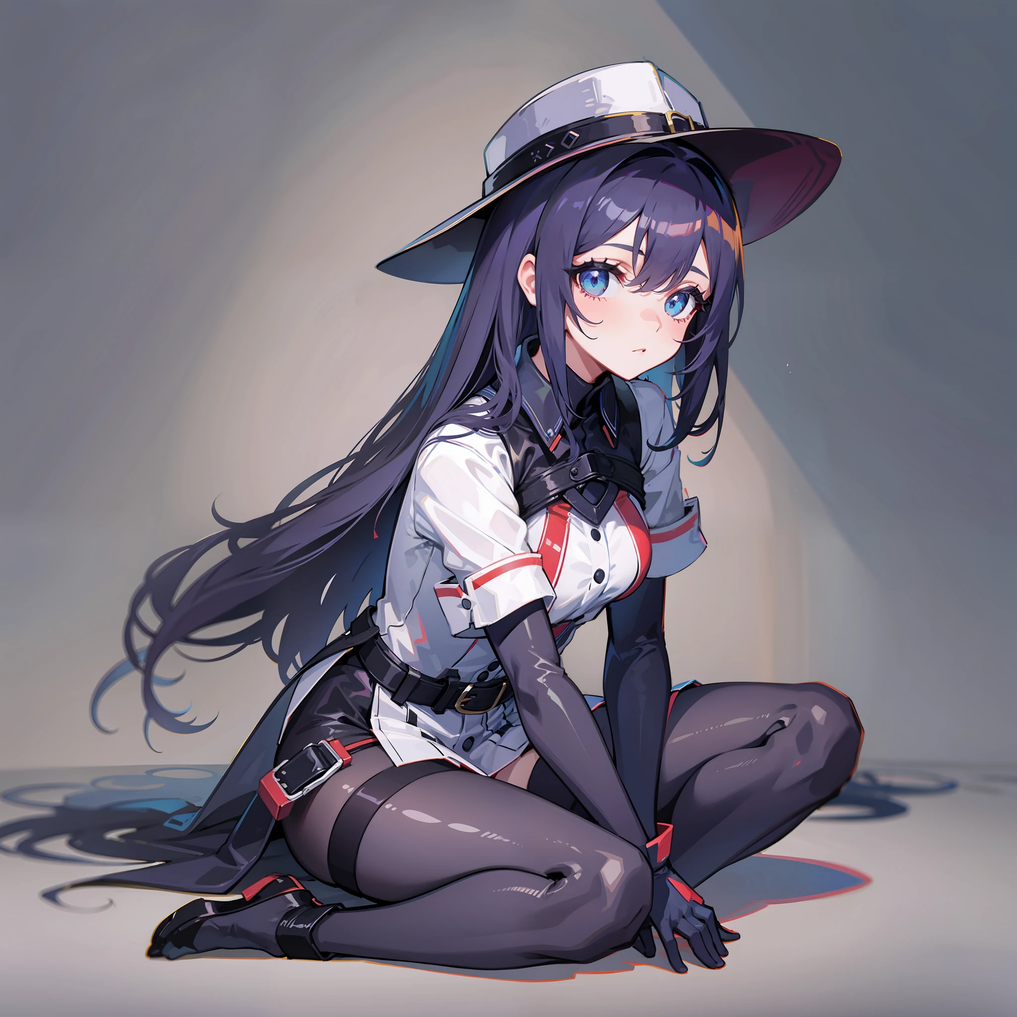 1girl),(Prompt B: belt:0.81),(Prompt C: gloves:0.973),(Prompt D: hat:0.541),(Prompt E: long_hair:0.568),(Prompt F: shirt:0.549),(Prompt G: sitting:0.766),(Prompt H: solo: 0.935)" sexy