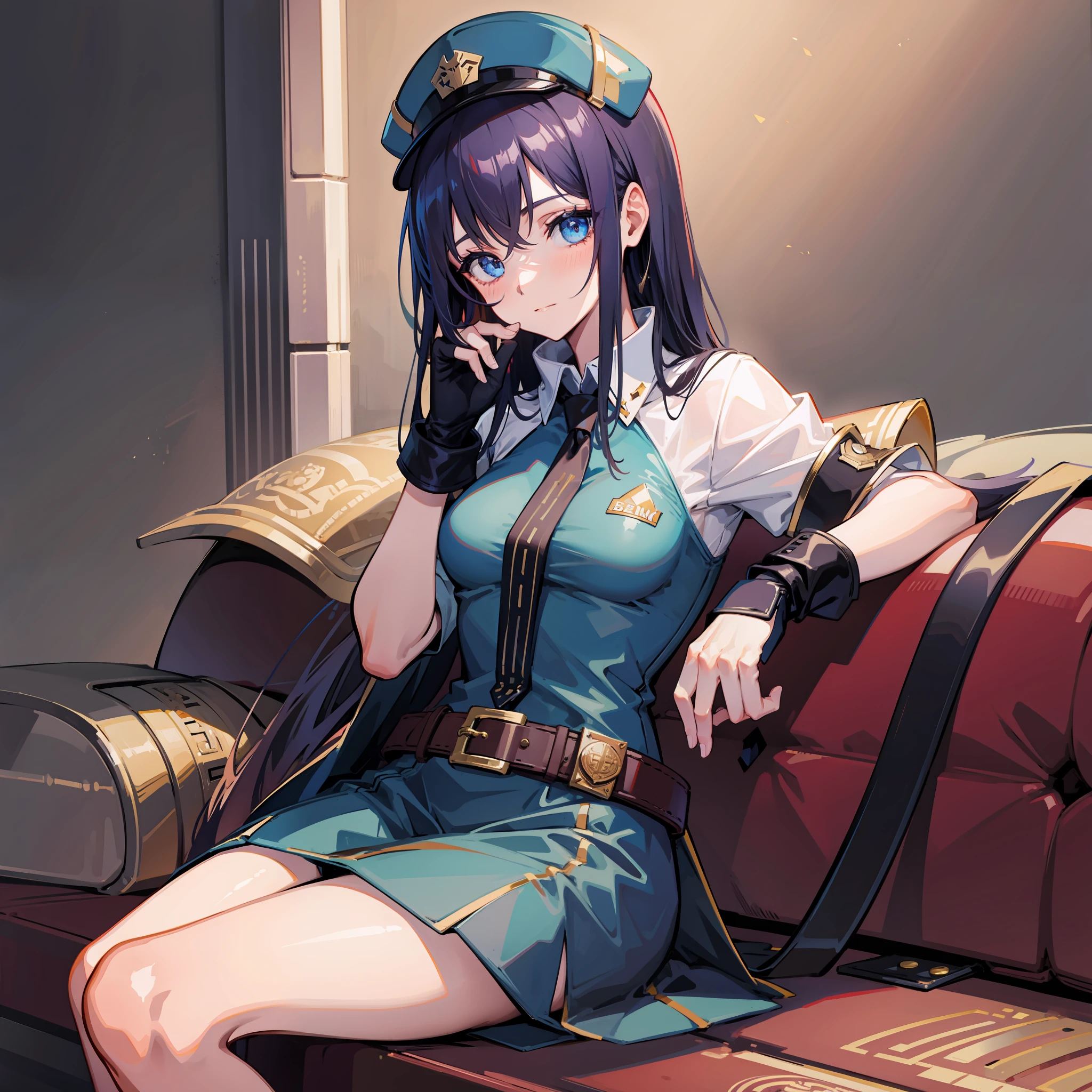 1girl),(Prompt B: belt:0.81),(Prompt C: gloves:0.973),(Prompt D: hat:0.541),(Prompt E: long_hair:0.568),(Prompt F: shirt:0.549),(Prompt G: sitting:0.766),(Prompt H: solo: 0.935)" sexy