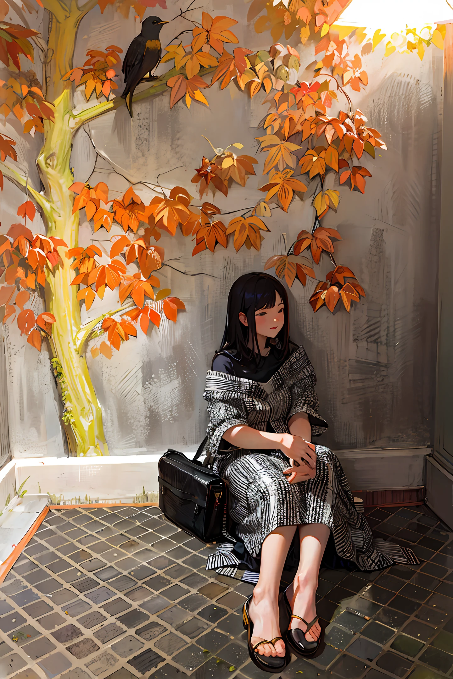 Ancient castles leaves on the walls