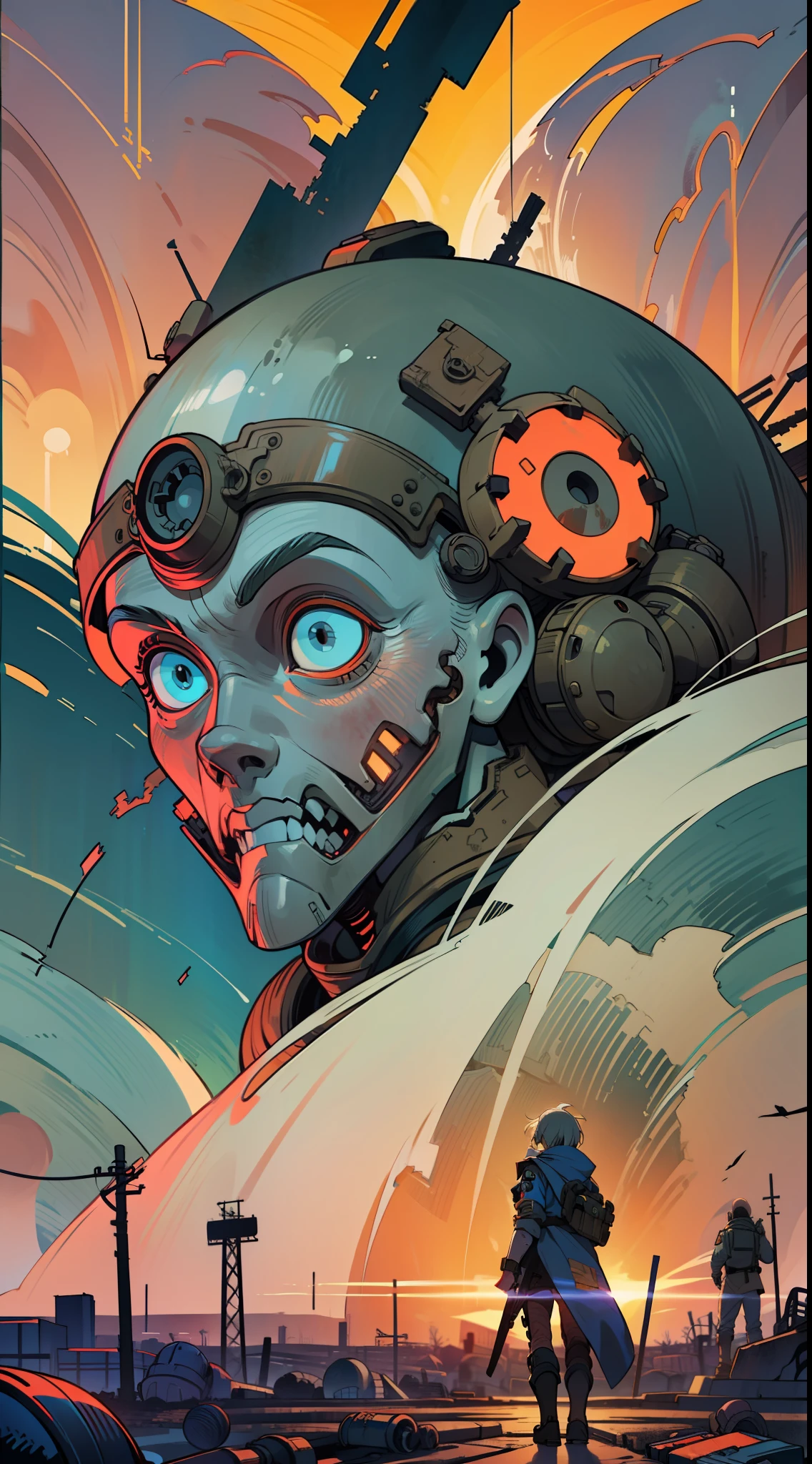 "(best quality, ultra-detailed) Depicting a post-apocalyptic world of extreme chaos. The last remnants of humanity flee for their lives in a barren, desolate wasteland devastated by nuclear explosions