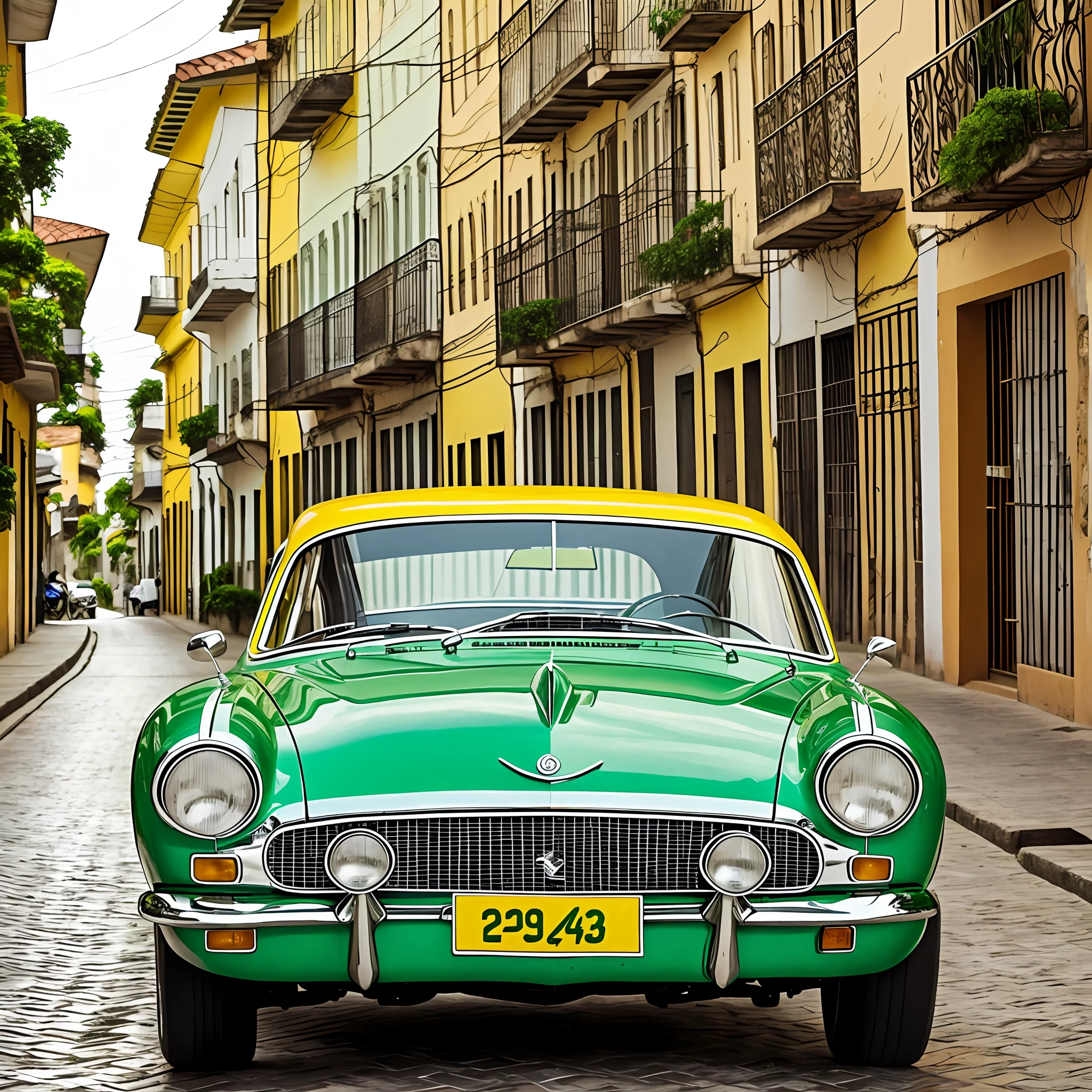 Brazilian classic car and with The colors yellow, blue, green and white --auto --s2