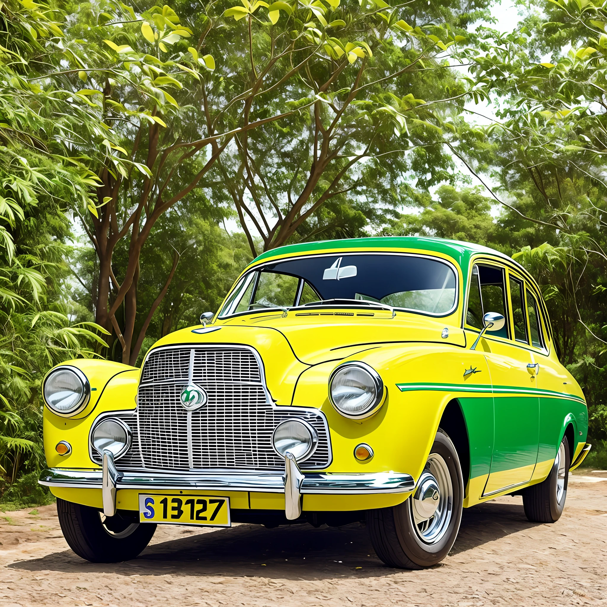 Brazilian classic car and with The colors yellow, blue, green and white --auto --s2