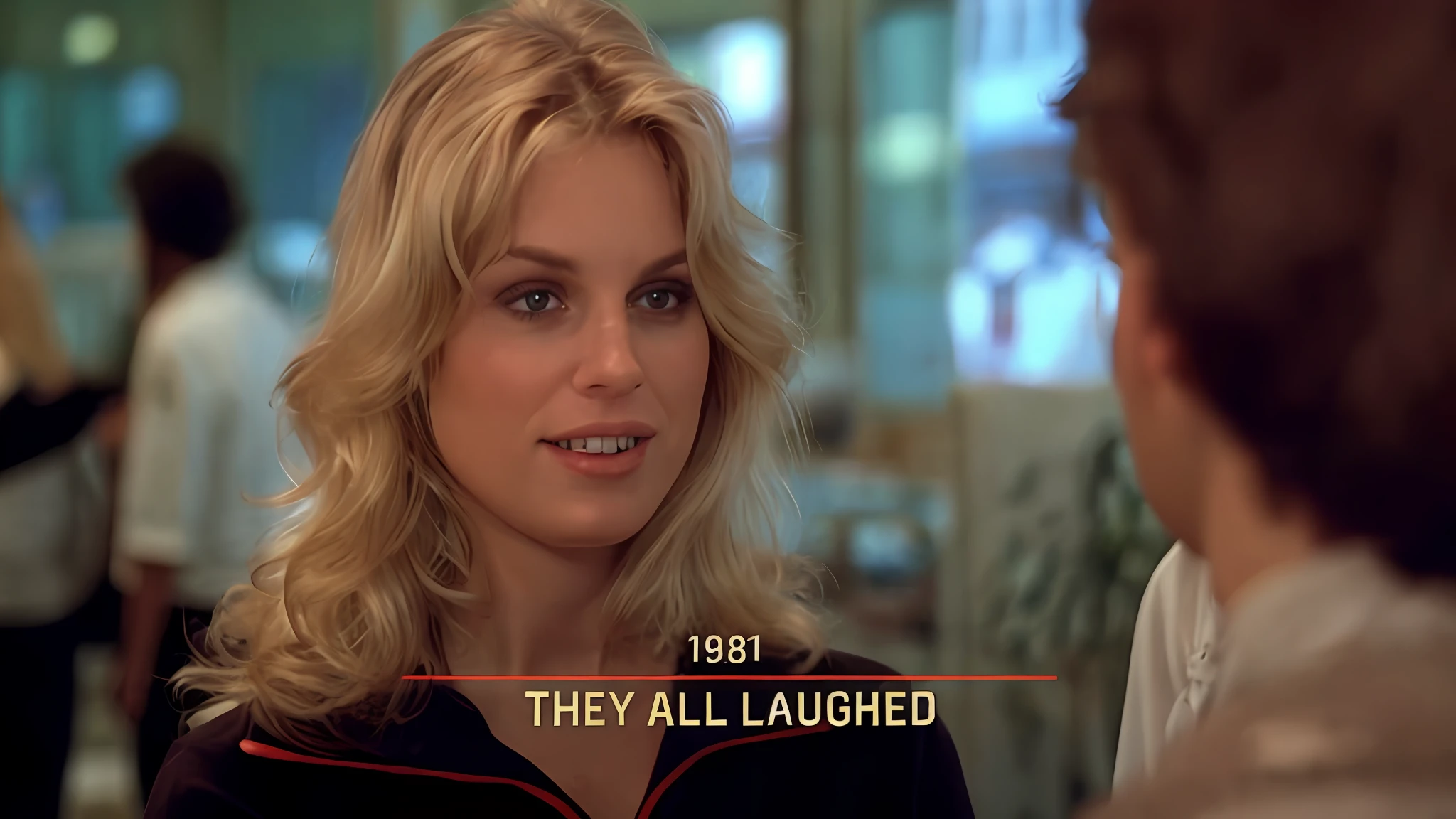 a close up of a woman talking to a man in a room, from police academy 2 (1985), 1981, 1 9 8 1, 1980, 1 9 8 0, 1979, 1 9 7 9, 1980 cinematography, 1 9 8 2, 1982, 1983