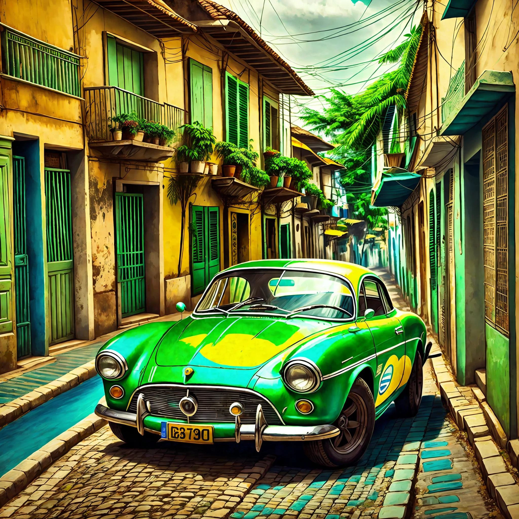 Brazilian classic car and with The colors yellow, blue, green and white --auto --s2