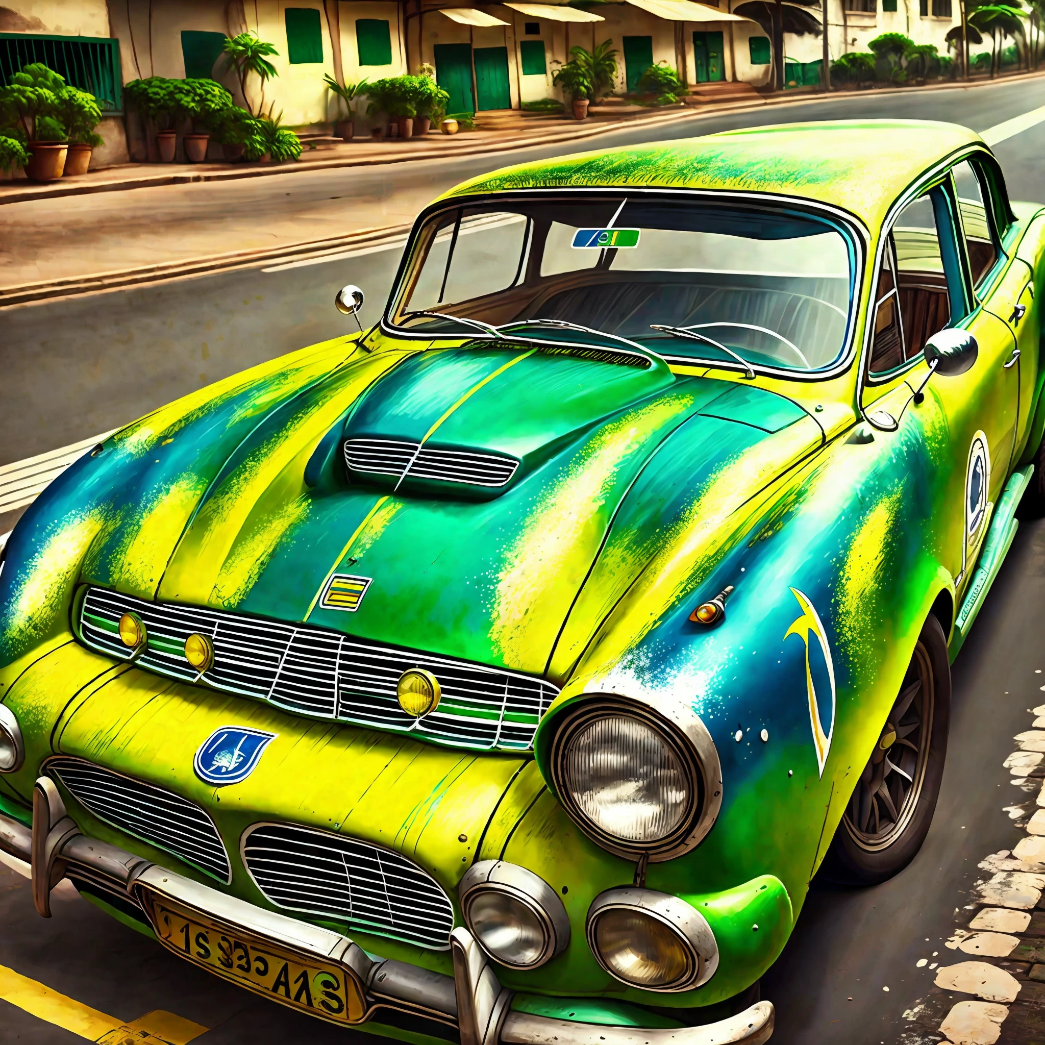 Brazilian classic car and with The colors yellow, blue, green and white --auto --s2