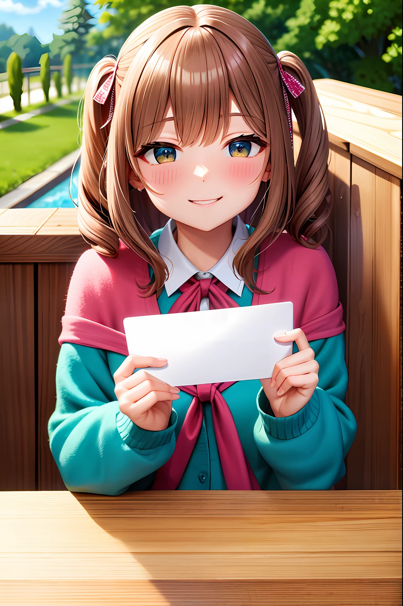 ultra-detailed, masterpiece, highest quality, love letter, pov,smile,blush