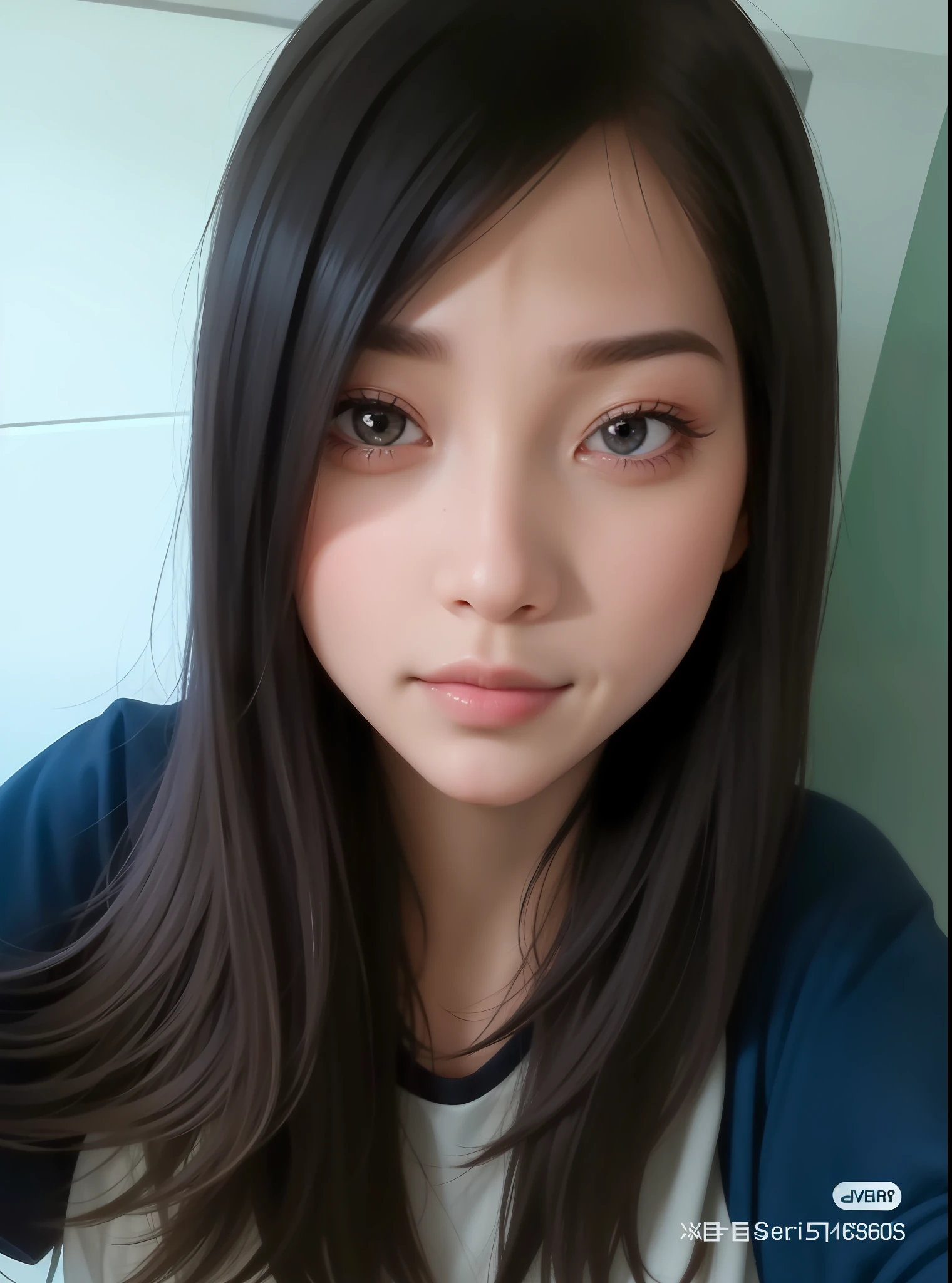 Girl, black hair, close-up of face,