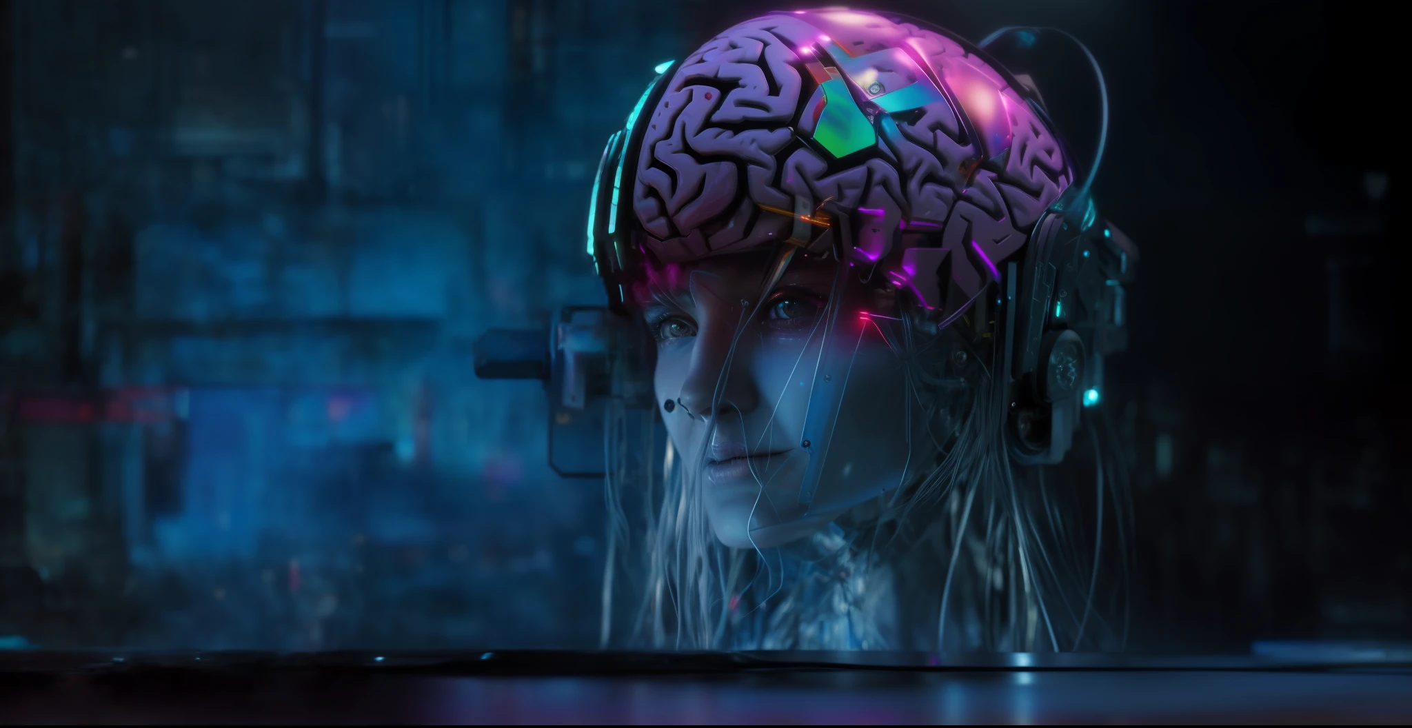 brain, cyberpunk, hyper realistic digital painting, colorful hyperrealism, amazing illustration, amazing photography, hyper realistic painting, hyper realistic color photo, ultra realistic oil painting, realistic color photography, hyper realistic painting, hyper realistic painting, beautiful 3d rendering, painting hyper-realistic digital, face focused, half robot --auto --s2
