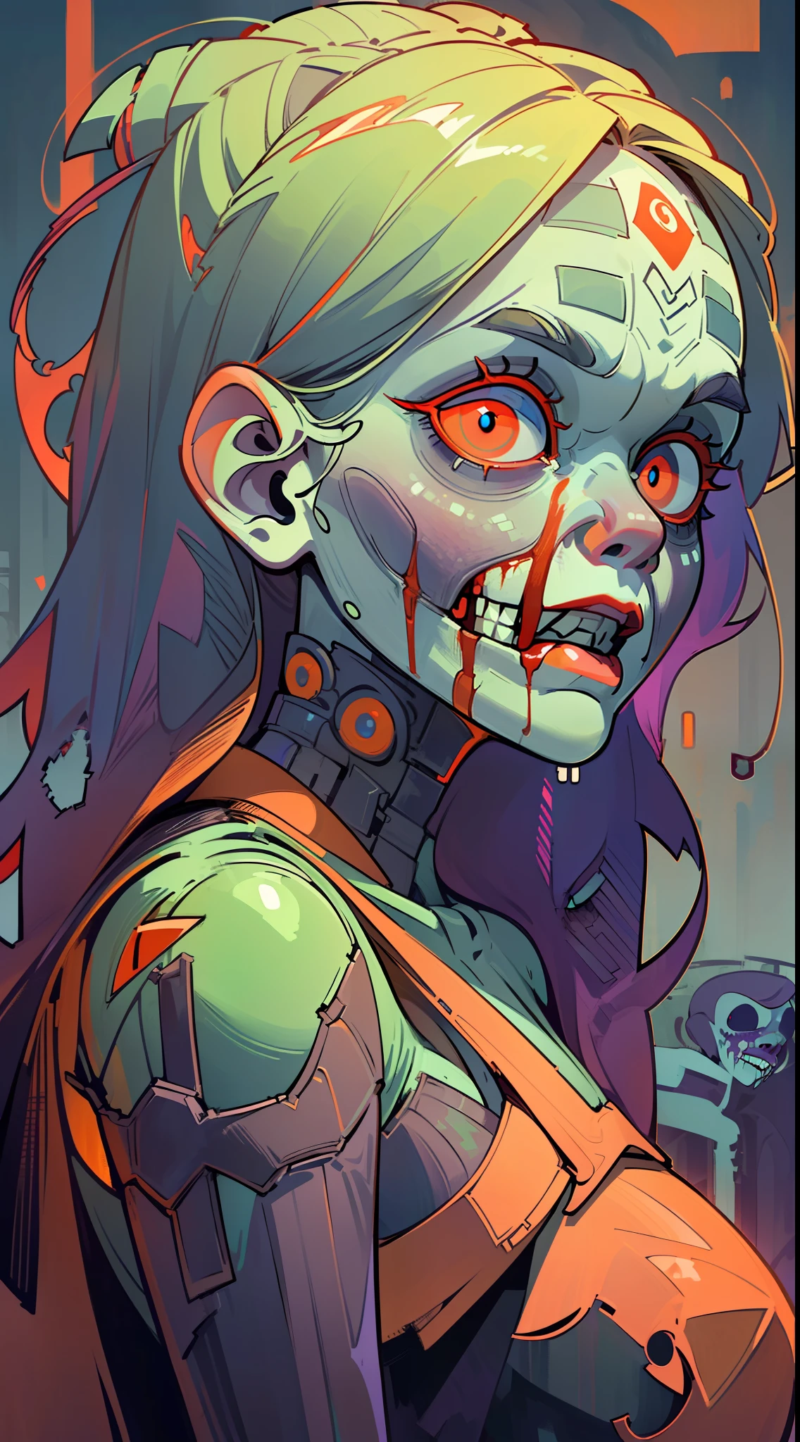 (8k wallpaper with extremely detailed CG unit, masterpiece, best quality, ultra-detailed), (best lighting, best shadow), (a perfect and symmetrical face of (((a zombie woman, decaying skin))), with eyes that reflect the beauty of the world), attractive, floating, high resolution, dynamic angle, dynamic pose, graveyard background, eerie and creepy night.