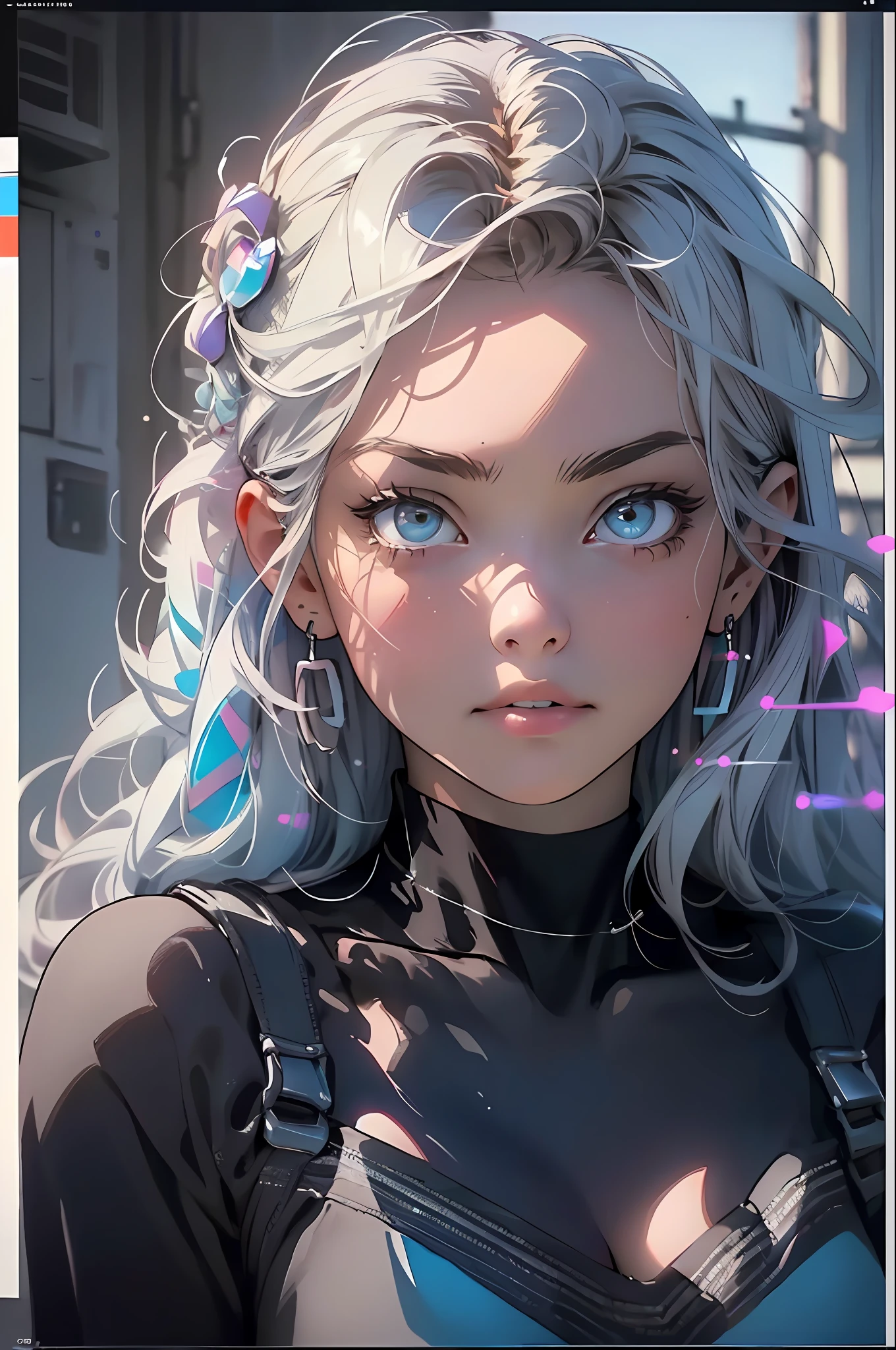 ((perfect whole body)), melancholy lighting, quiet, calm, brightness, masterpiece, best quality, 1girl, (JinxLol:1.2), (ultra photorealistic:1.3), (masterpiece:1.4), best quality, ((realistic)), high quality, ultra detailed, ((real image)), ((realistic skin)), ((realistic face)),(illustration:1.05), (beautiful:1.05), (beautiful detailed eyes:1.05), (cinematic light:1.1), RED in the detacks, perfect whole body, slender silhouette, thin, small breasts, thick thighs, black and blue clothing, white sneakers