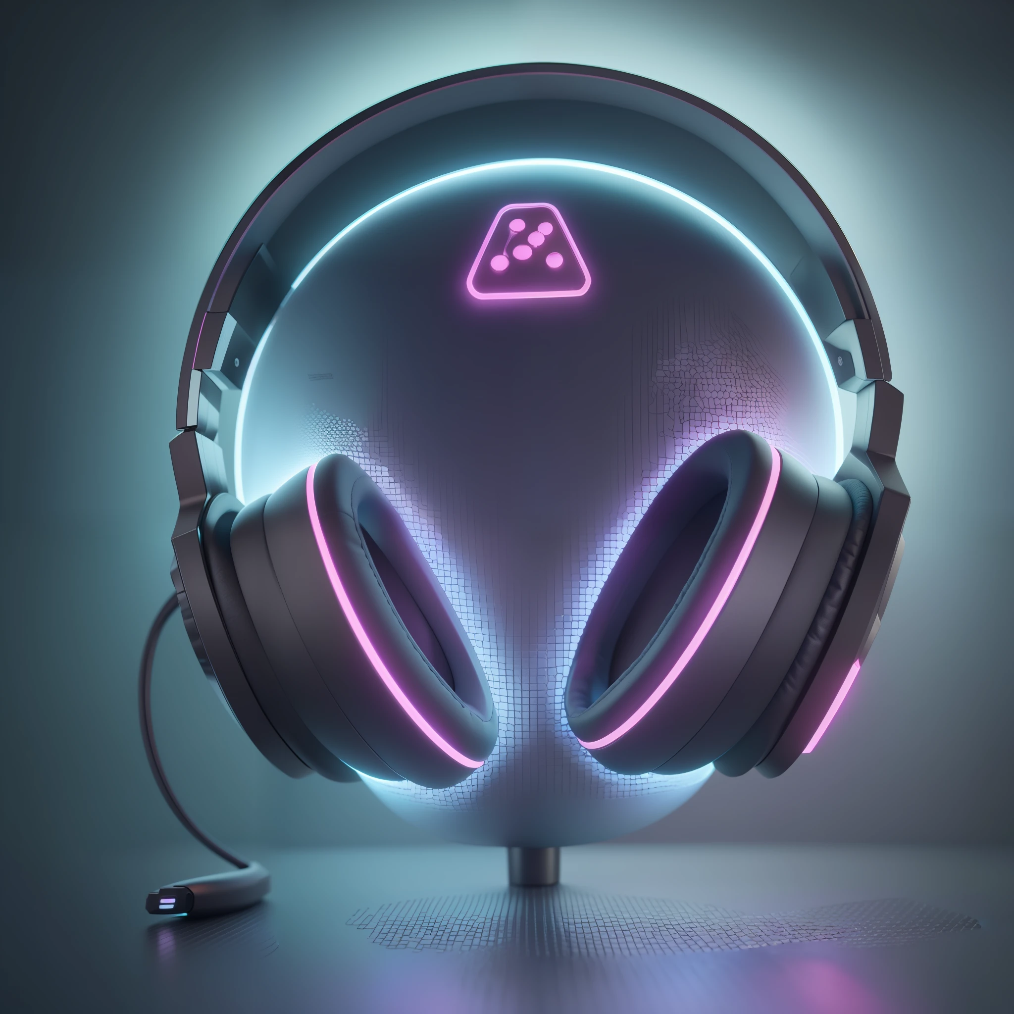 there is a pair of headphones that are on a table, product render, 3 d product render, cyberpunk headset, cinema 4d colorful render, glowing neon vray, gaming headset, headset, cinema 4d cinematic render, colorful redshift render, stylized neon, connected with glowing tubes 8 k, c 4 d style, cinematic neon uplighting