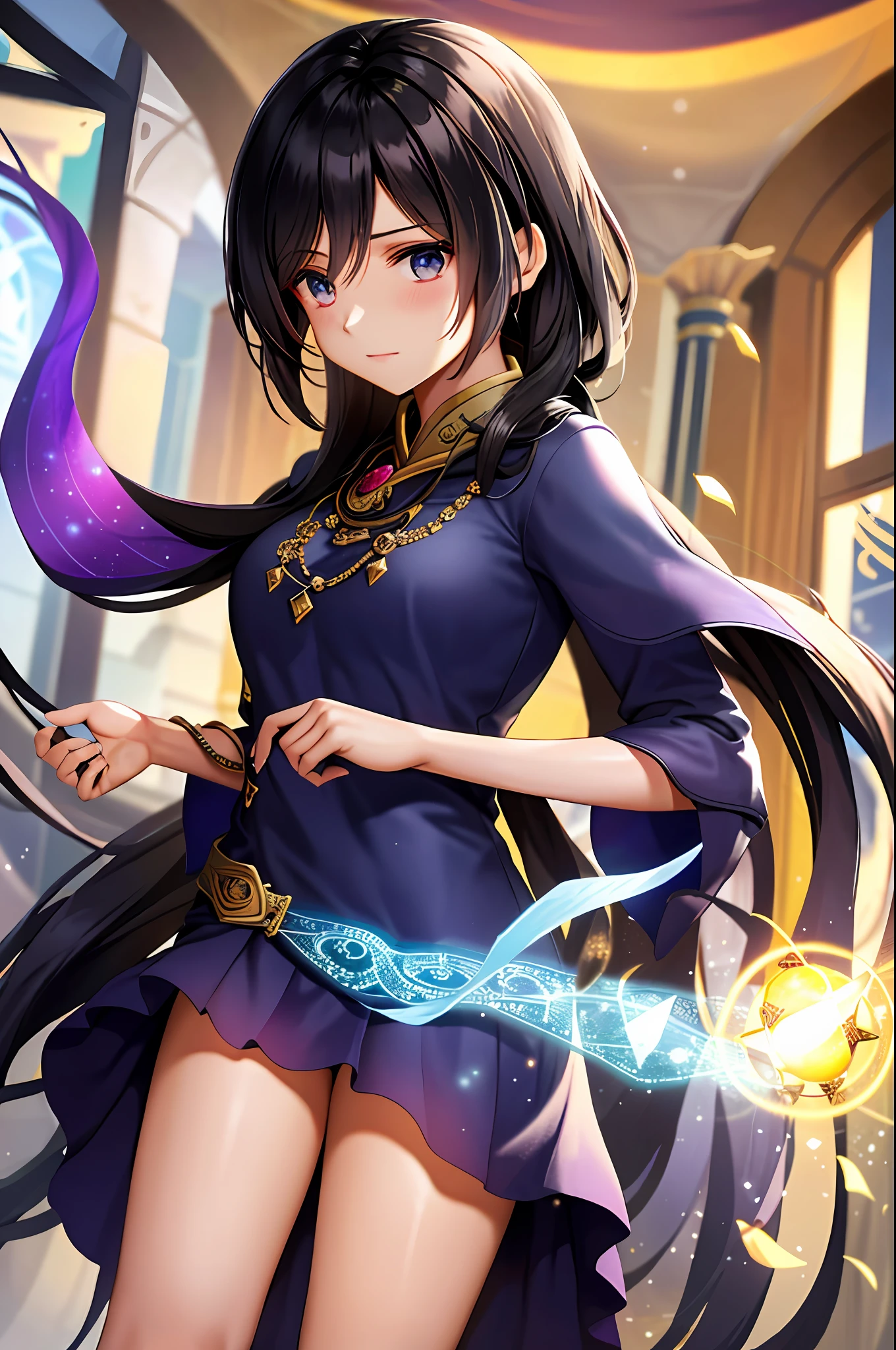 Name: Reshma Patel
Description: Determined young woman, dark hair, intense eyes and calm expression.
History: Raised in an isolated village, she has a special connection to magic and sets out in search of self-knowledge and knowledge.
Personality: Courageous, curious, resilient and empathetic. He values magic, knowledge and compassion.
Skills: A scholar of magic, she has mastered a variety of spells and incantations. Mind to decipher riddles and hidden secrets.
Goals: To understand mysteries of the universe, hone your magical skills, and help those in need.
Adventures: Explore mystical lands, face creatures, overcome magical challenges and unlock ancestral secrets in search of wisdom and magical power.