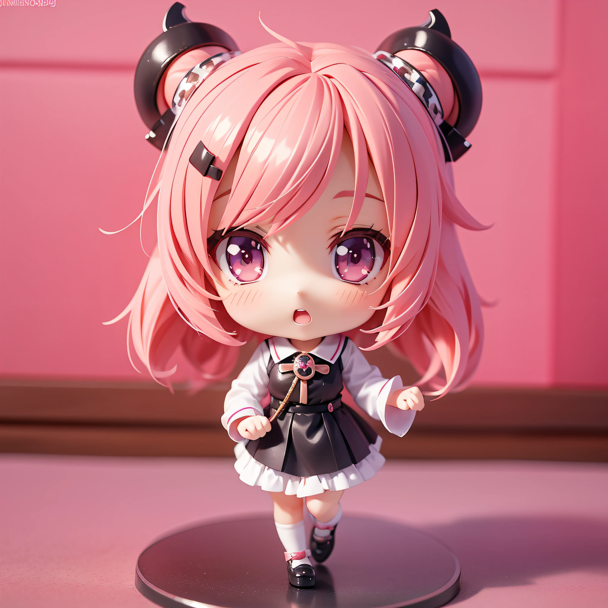 Girl Anime Figure, 3d Rendering by Hitoshi Homura, Trending with Polycount, Conceptual Art, Anime Style 3D, Stylized Anime, Cute 3D Anime Girl Rendering, Anime Girl Running, Anime Moe Art Style, Style as Nendoroid, Cute 3D Rendering, Anime Stylization, Anime girl with pink hair, anime girl running, young anime girl, chibi anime girl, cute!! Chibi!!!, anime girl, witch, girl in uniform, chibi girl, cute anime girl, anime chibi, cute anime girl portrait, anime girl, cute witch, anime girl with medium long hair, pink hair female anime character, little devilish eyes, little devil tsundere, posing in white dress, chibi, Chibi cute, chibi, mini size, cute girl, 2nd class, 3rd class