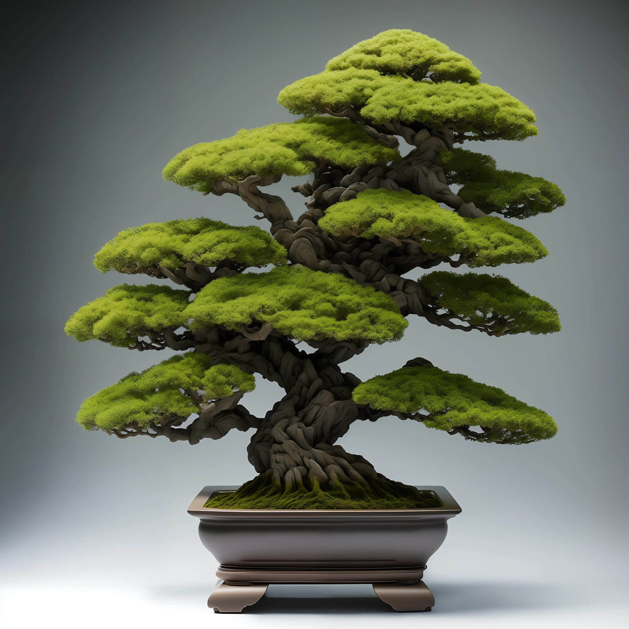 A bonsai tree, realistic, photography, photographic studio lighting, photographed by a Phase One camera, details in hdr sharpness, hyperfocus, 8K, ultra realistic, clean background