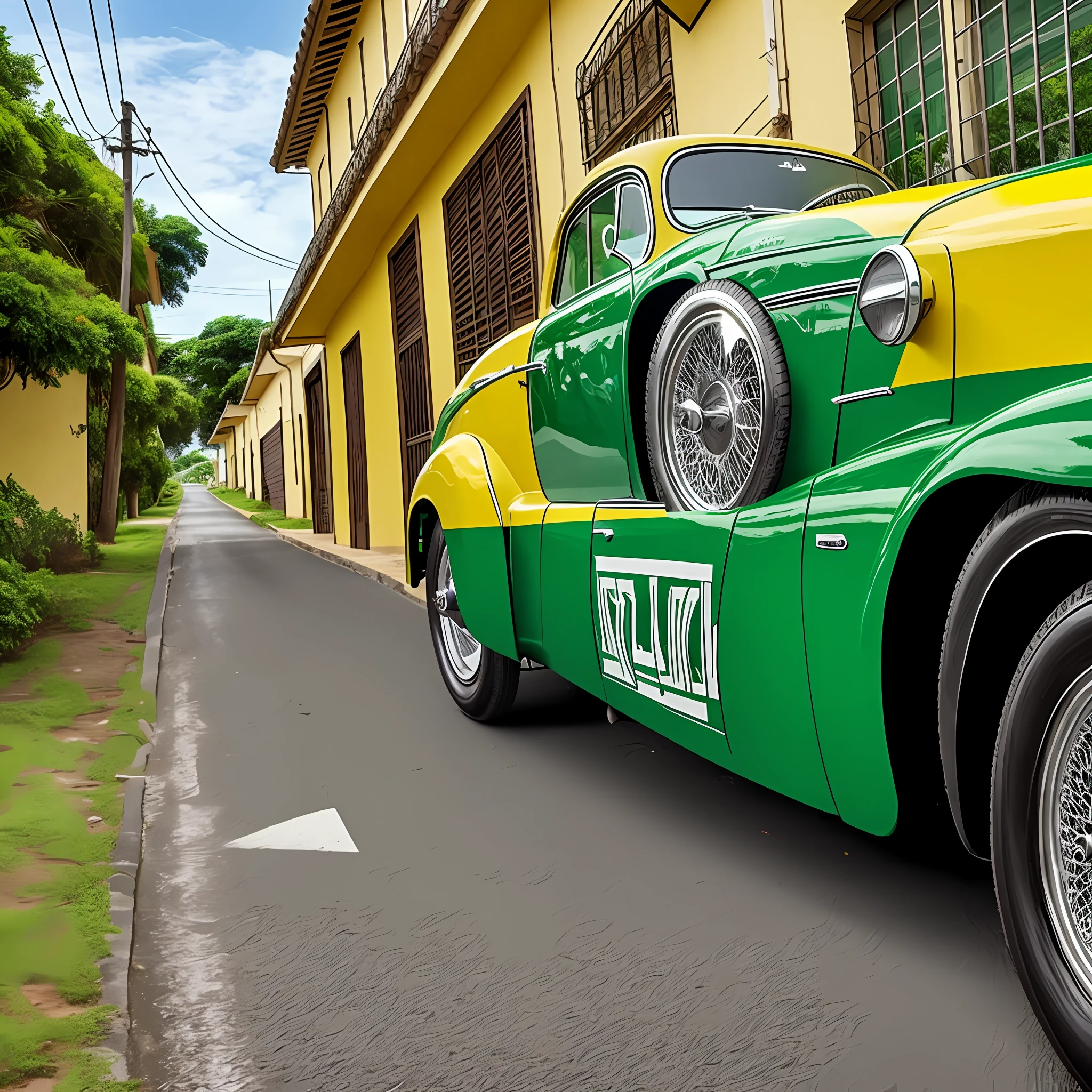 Brazilian classic car and with The colors yellow, blue, green and white --auto --s2