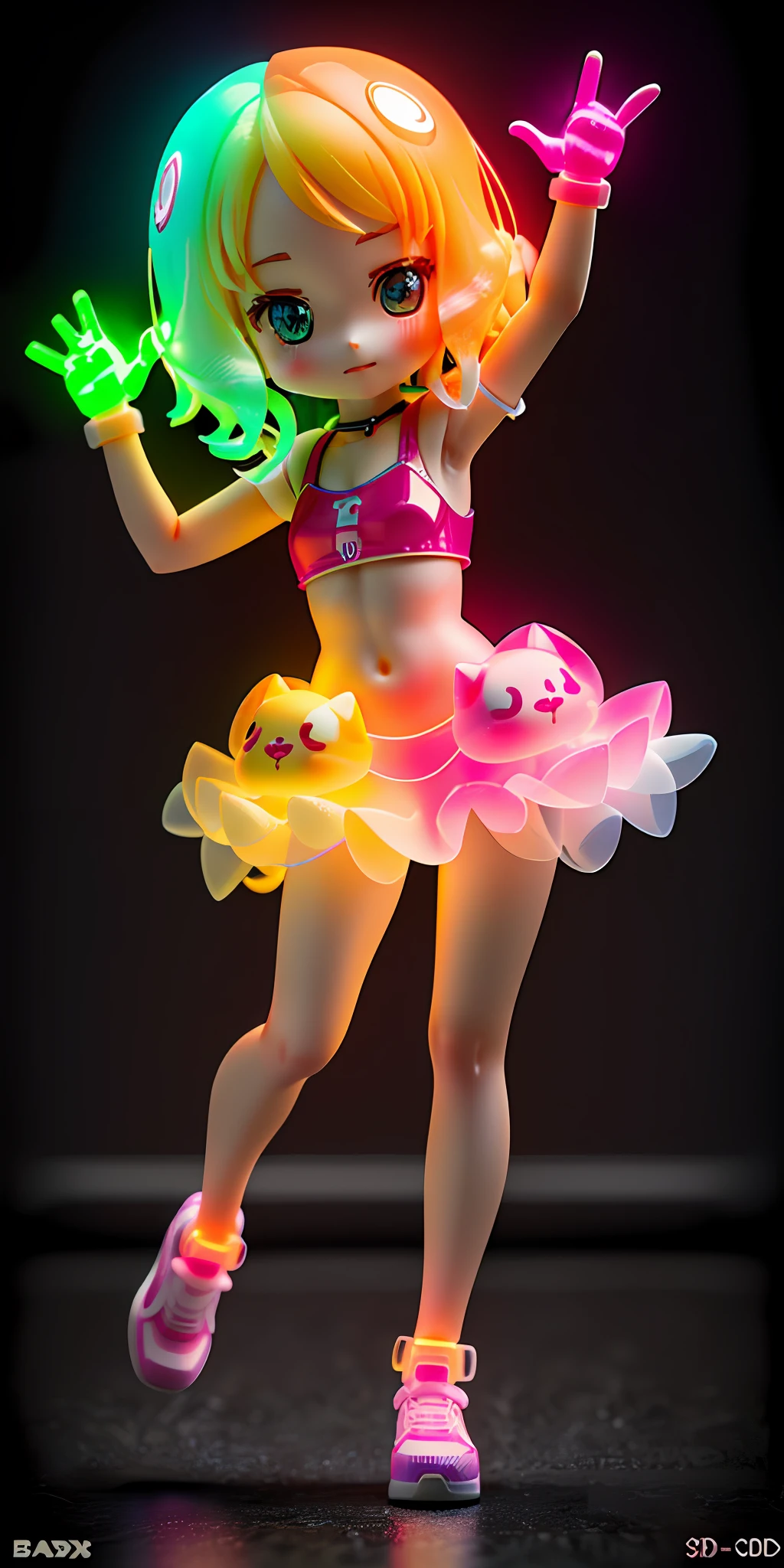Character models of glowing letters F and P in the middle, mart,, chibi, fluorescent translucent, luminous body, kawaii, bauhaus, colorful, plastic, transparent, product design, glowing jelly, cute and cute plastic mechanical part, awesome Lighting, 3d, Digital art, translucent plastic bubblegum, close up, 3d, super detailed, no borders, C4D, Octane render, Blender, hd, full body, simple background! !