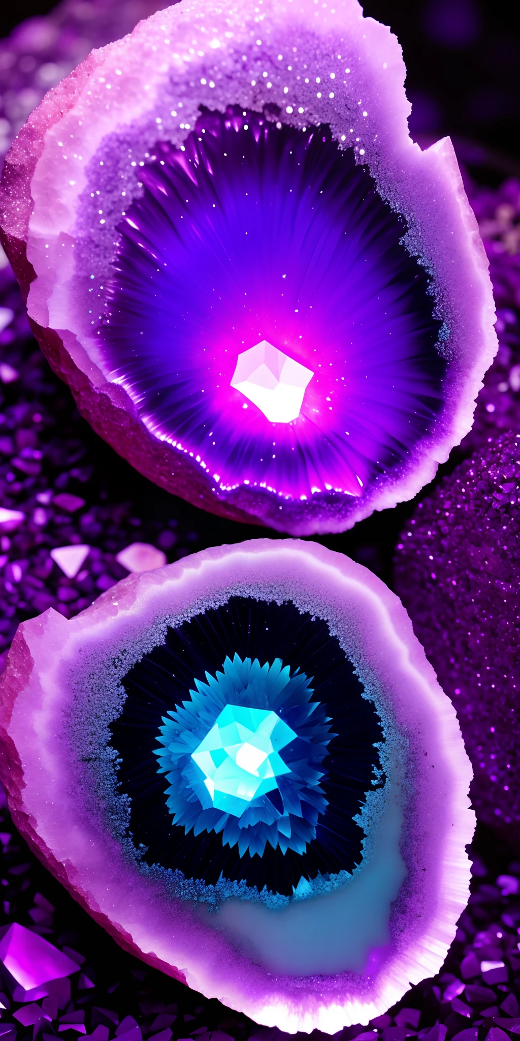 glowing purple geode, fantasy, dream
