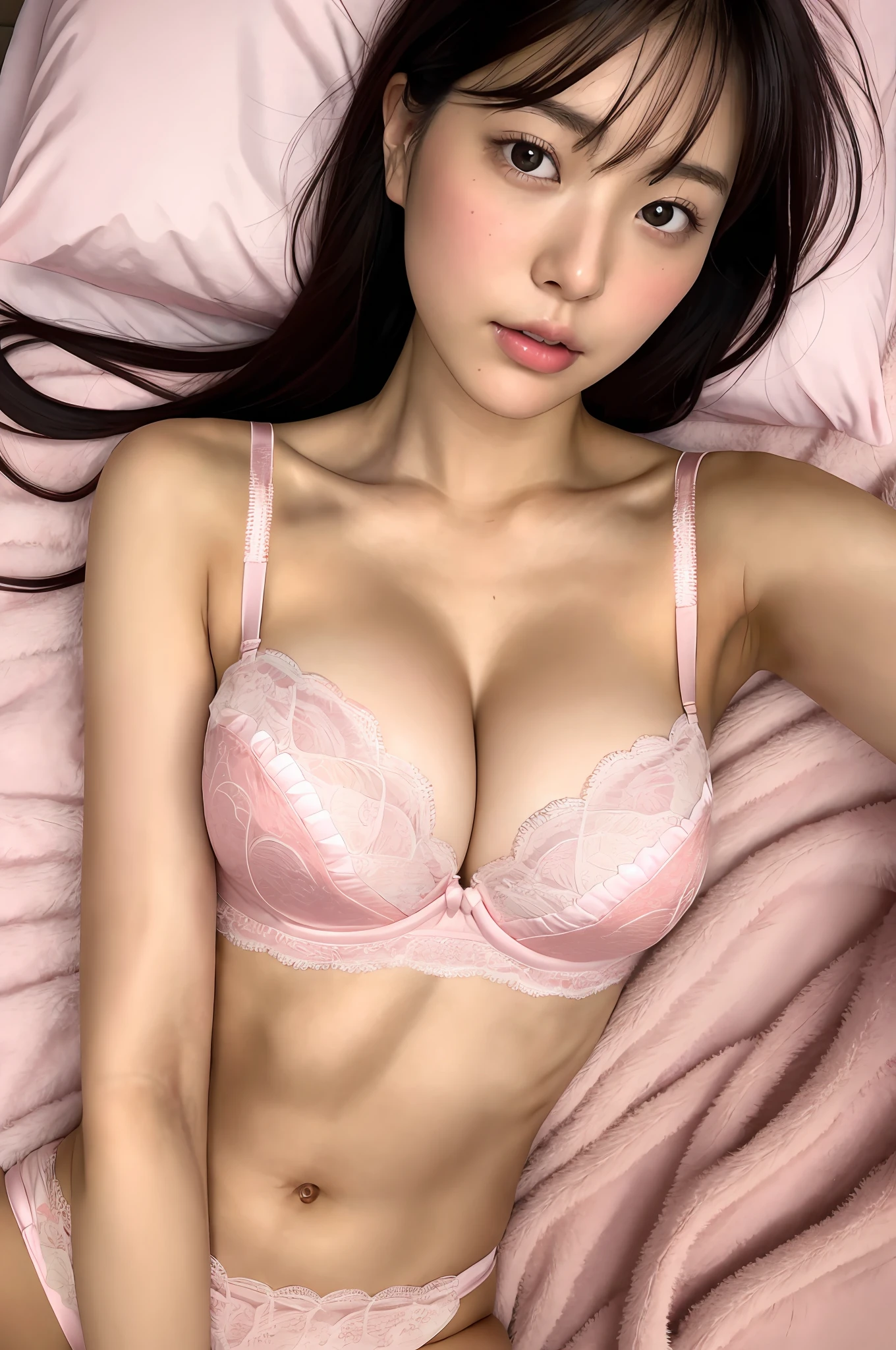 a close up of a woman laying in bed with a pink bra, japanese model, young sensual gravure idol, young pretty gravure idol, realistic young gravure idol, realistic sensual gravure idol, young gravure idol, sophisticated gravure idol, Yoshitomo Nara, young skinny gravure idol, beautiful asian girl, oppai