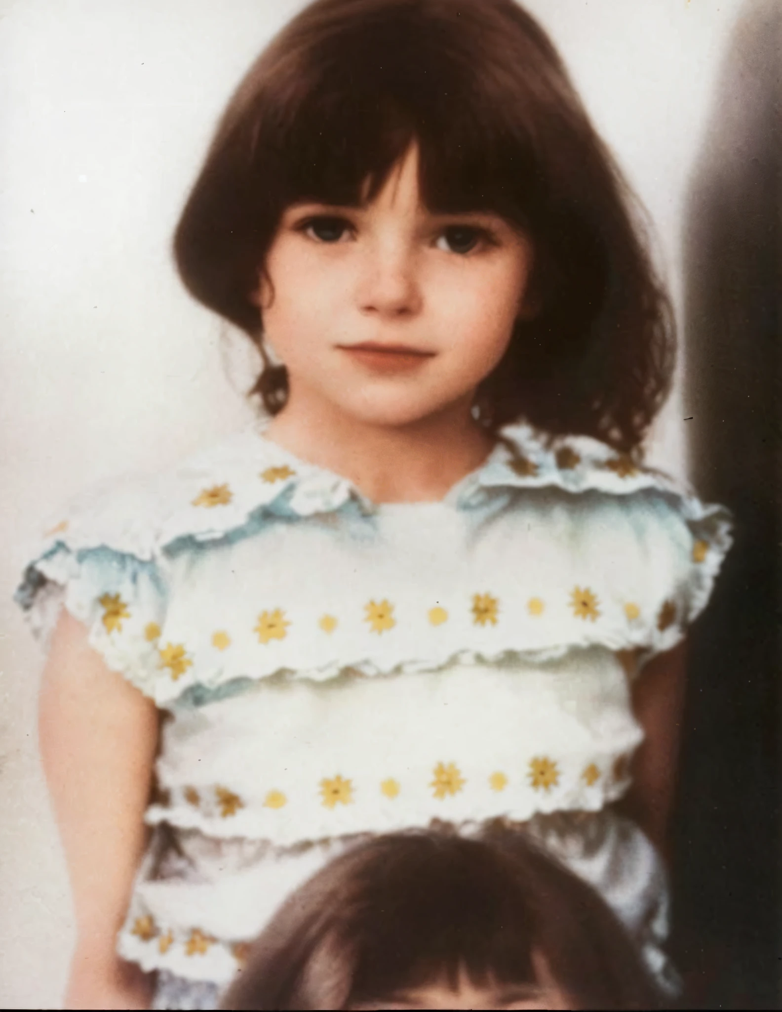 there is a young girl with a dog in her lap, photo of the girl, unknown location, very known photo, about 3 5 , old pictu four years old, profile picture, young nicole kidman, very very creepy, very creepy, derevschikova, 1 9 8 0 s photo, 1980s photo, young girl --auto --s2