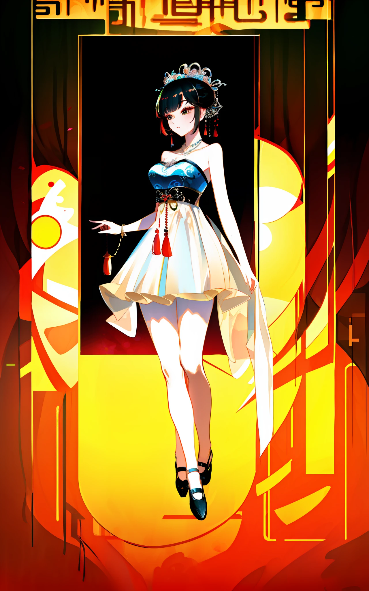 Best Quality, Masterpiece, High Resolution, 1girl, Chinese Wedding Dress, Hair Accessories, Necklaces, Jewelry, Beautiful Face, Broken, Crop Out, Bare Shoulder, Transparent, Tulle, Full Body Shot, Realistic, Edge Lighting, Two-tone Illumination, (High Detail Skin: 1.2), 8k UHD, DSLR Camera, Soft Lighting, High Quality, Volume Lighting, Frankness, Photo, High Resolution, 4K, 8K, Bokeh Plump Body, Ruddy Face and Slender Thighs, all make her look very alluring.