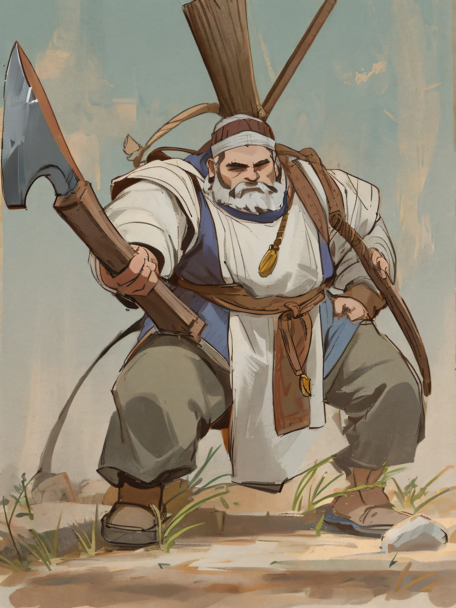 a medieval dwarf warrior with an axe