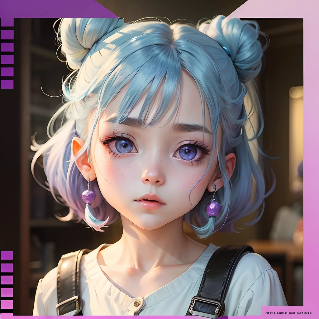  girl with cyan hair, purple eyes in anime style --auto --s2