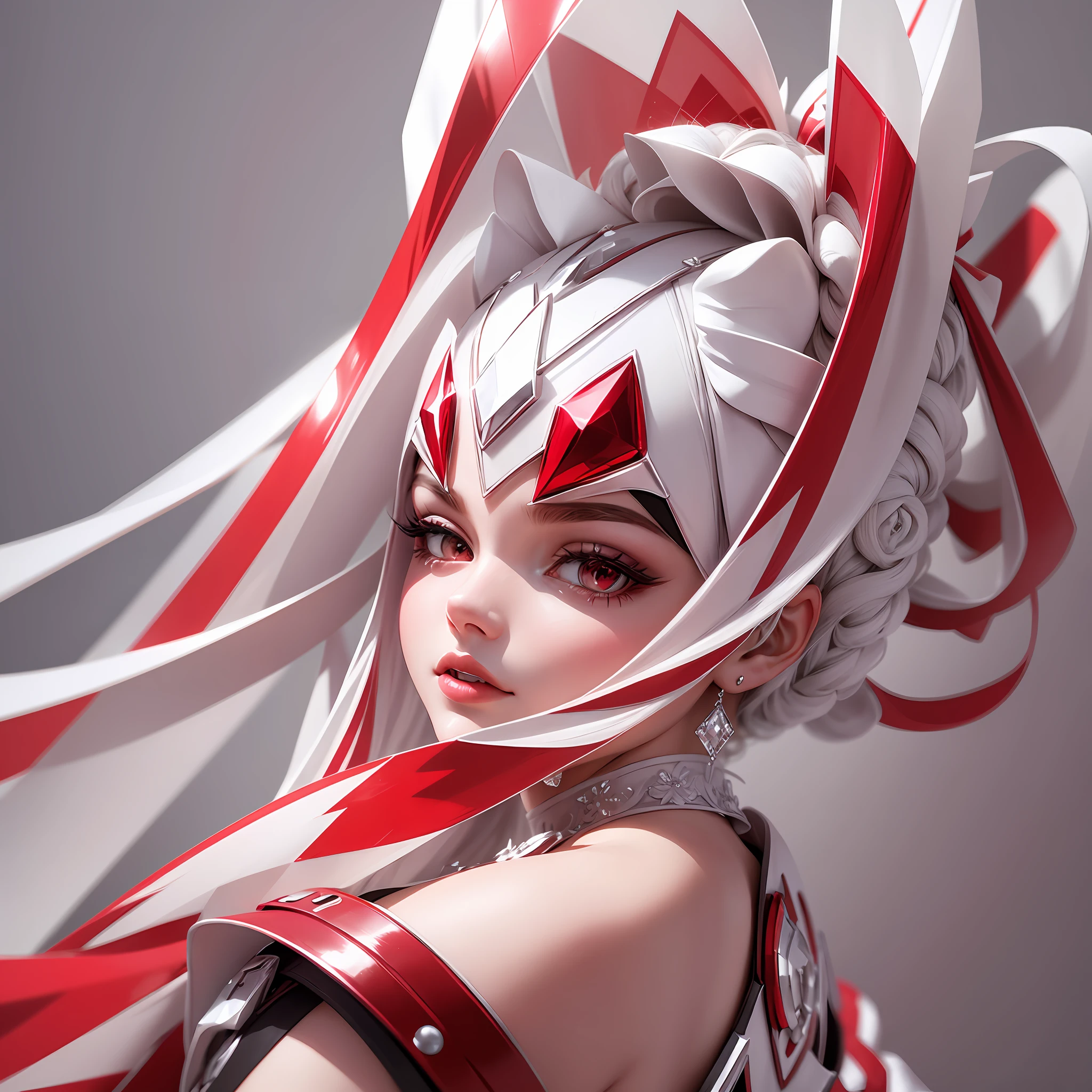 A trendy diamond logo; red and white white white details white background on the back; beautiful modern, 8K popular style; Quality details --auto --s2
