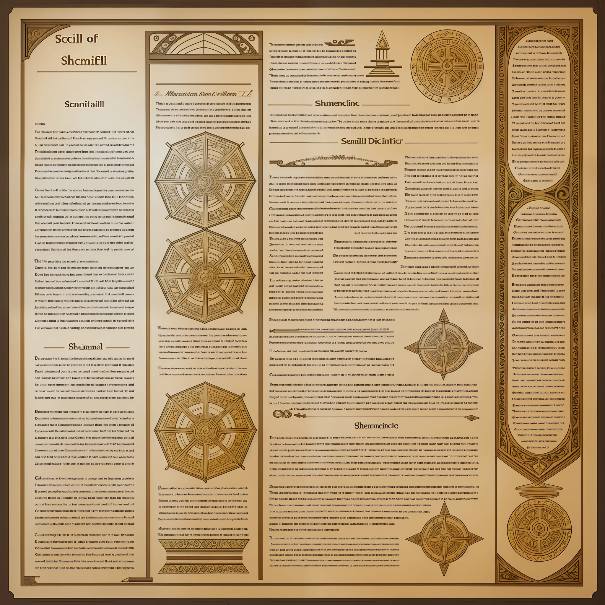Schematic drawing of a magic scroll of paper