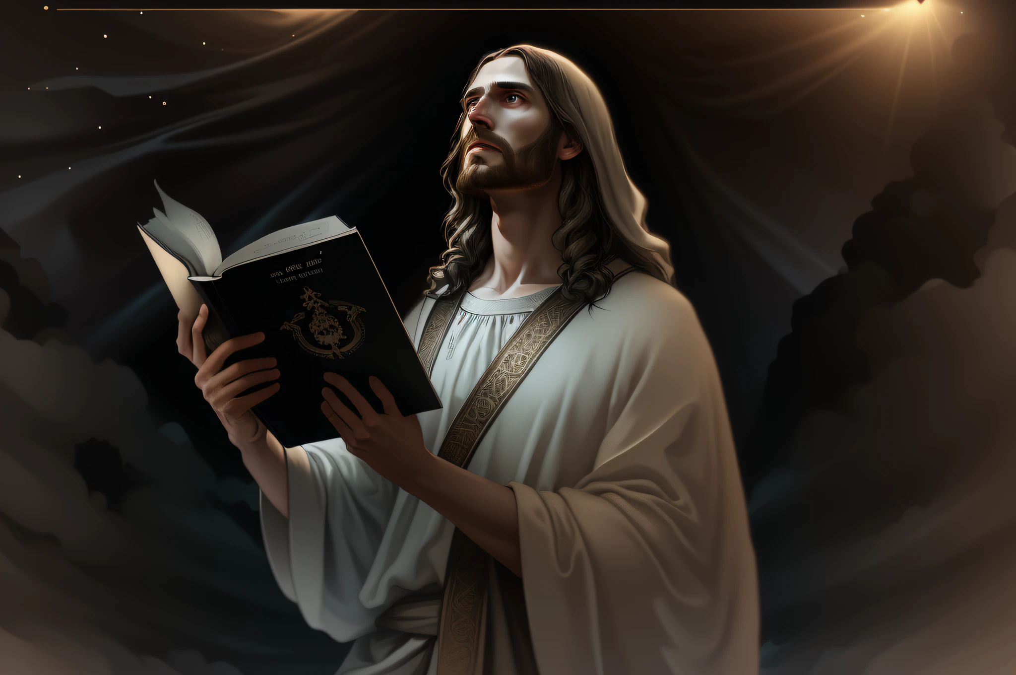 JESUS CHRIST DARK PHOTO: realistic epic, soft cinematic portrait, adobe lightroom, photographic lab, highly detailed, faded, (neutral colors: 1.2), (hdr: 1.4) , (soft colors:1.2), hyperdetailed, (artstation:1.4), cinematic, warm lights, dramatic light, (intricate details:1.1), complex background, (rutkowski:0.66), (blue and orange:0.4)